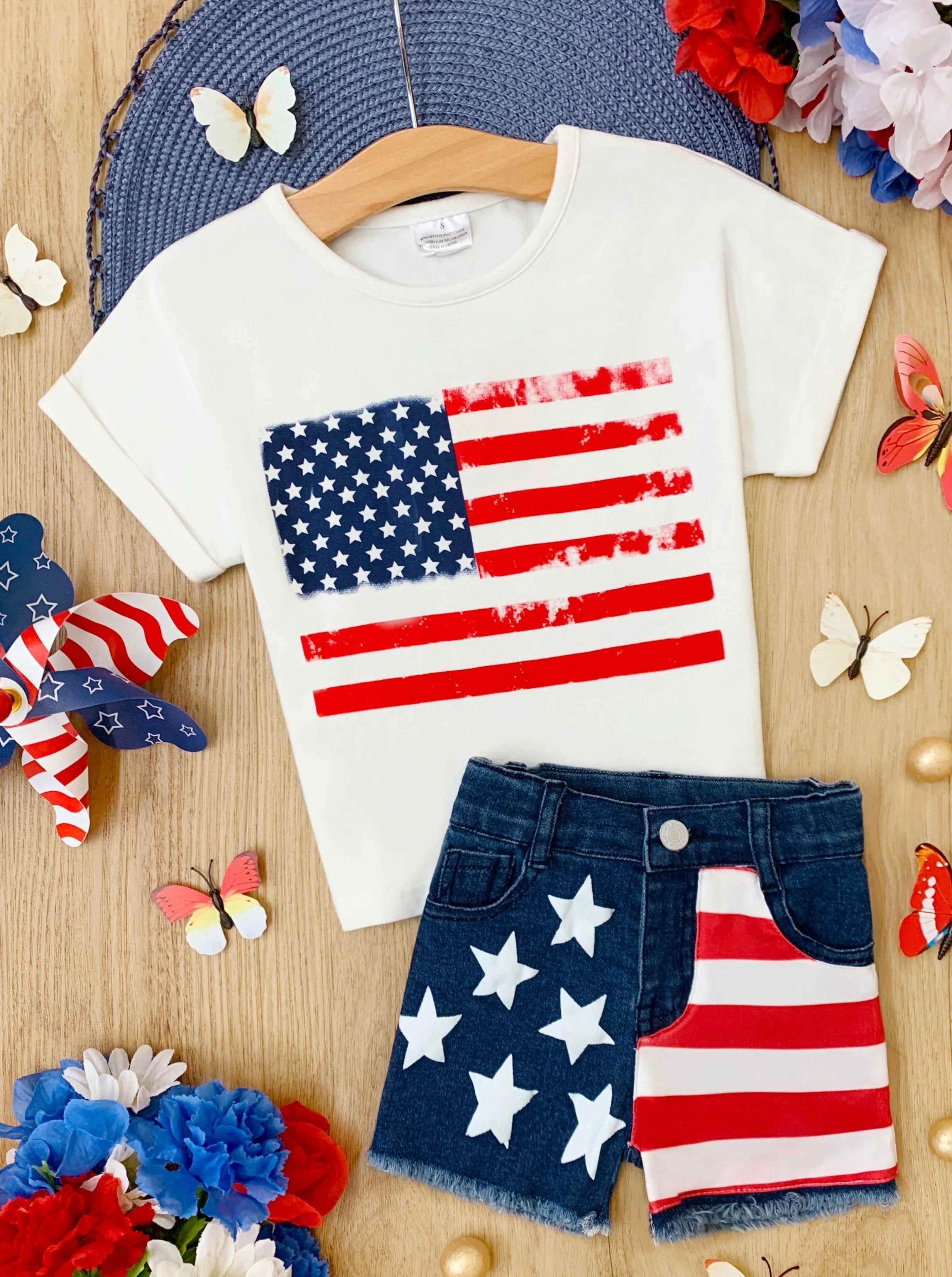 All-American Me Flag Top and Denim Short Set - Image 2