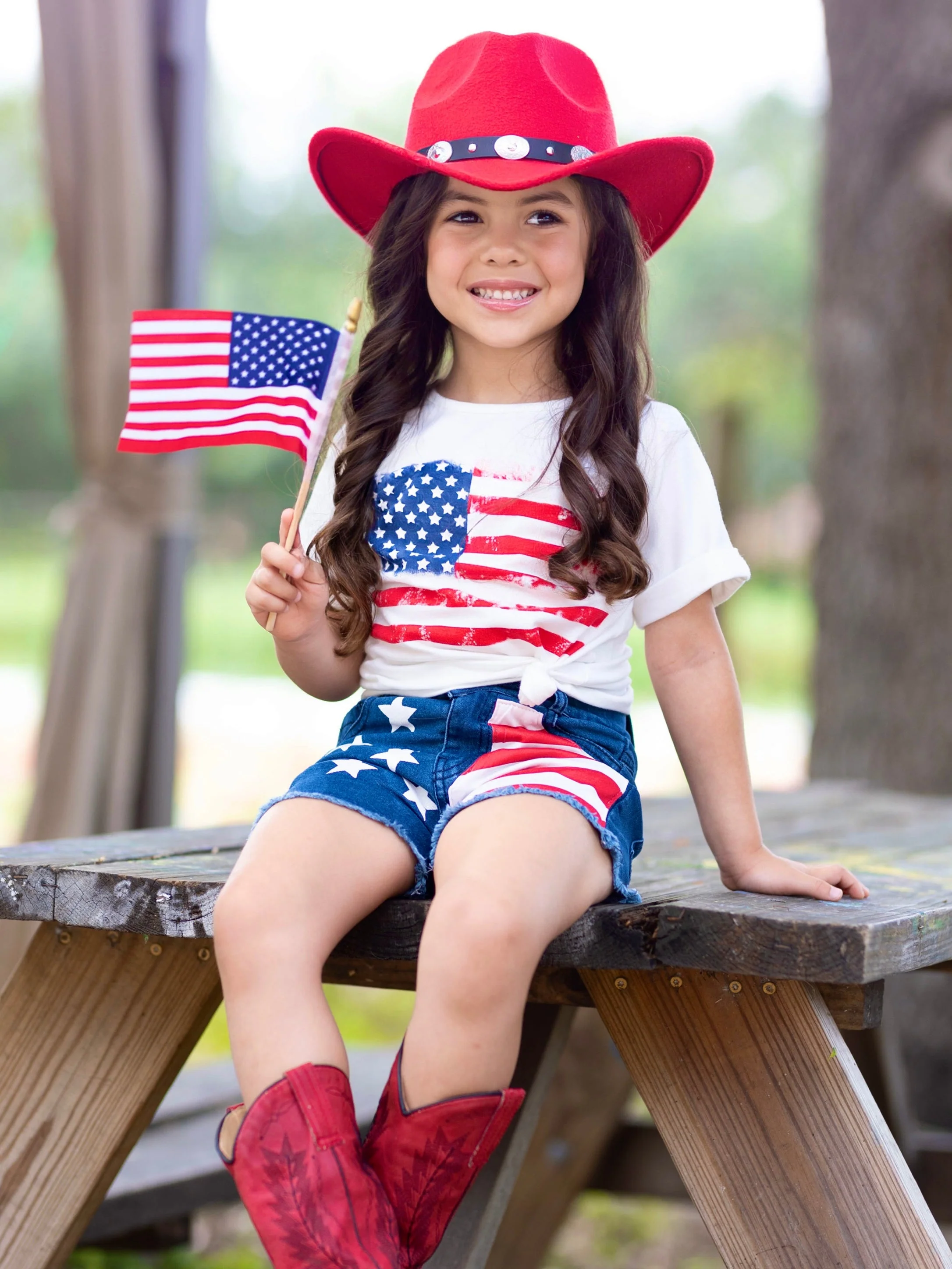 All-American Me Flag Top and Denim Short Set - Image 3