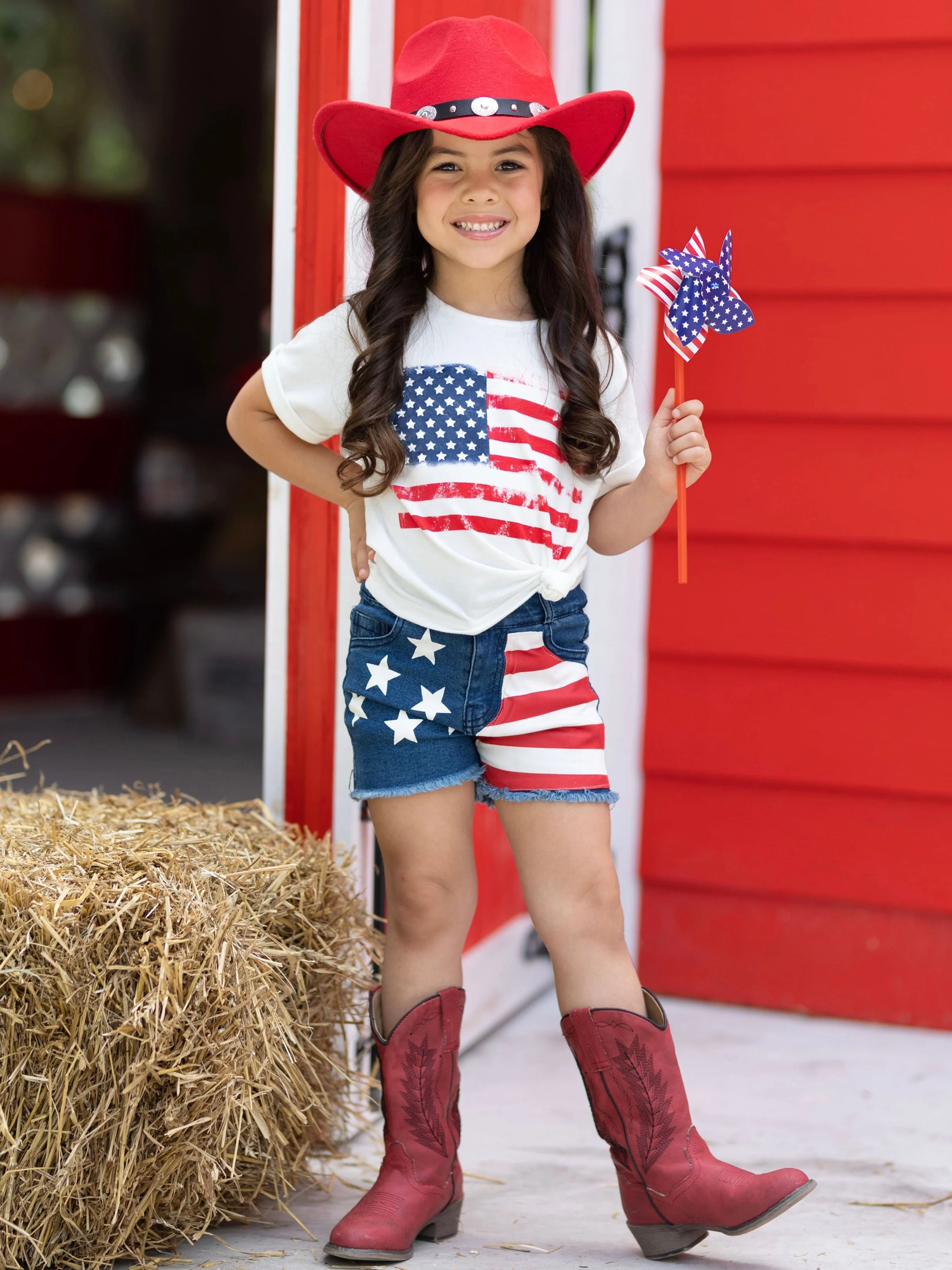 All-American Me Flag Top and Denim Short Set - Image 4