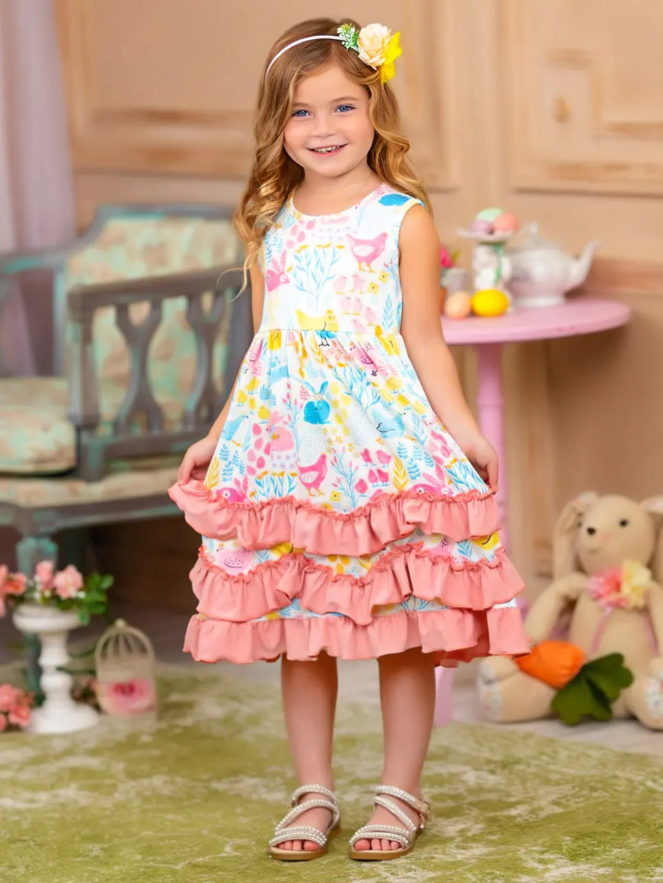 Bunny Blossom Tiered Ruffled Dress - Image 2