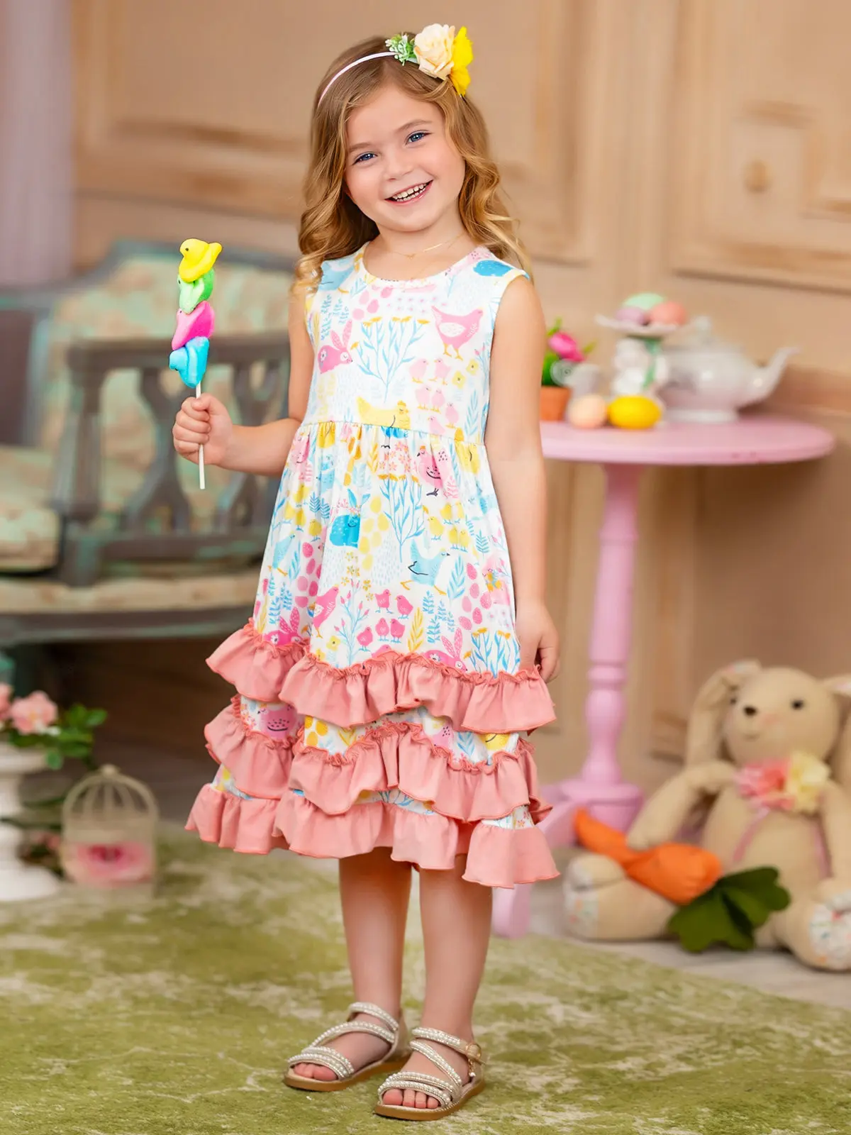 Bunny Blossom Tiered Ruffled Dress - Image 3