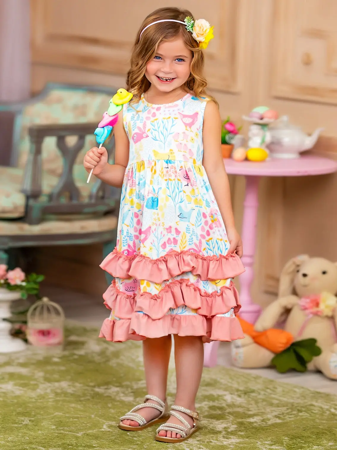 Bunny Blossom Tiered Ruffled Dress - Image 4