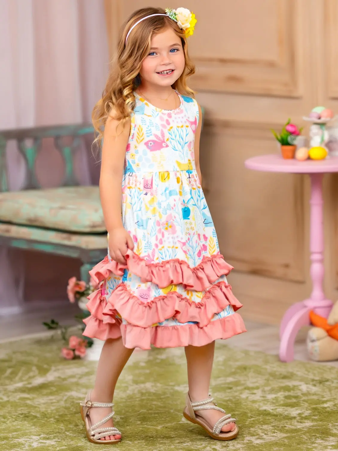 Bunny Blossom Tiered Ruffled Dress - Image 6