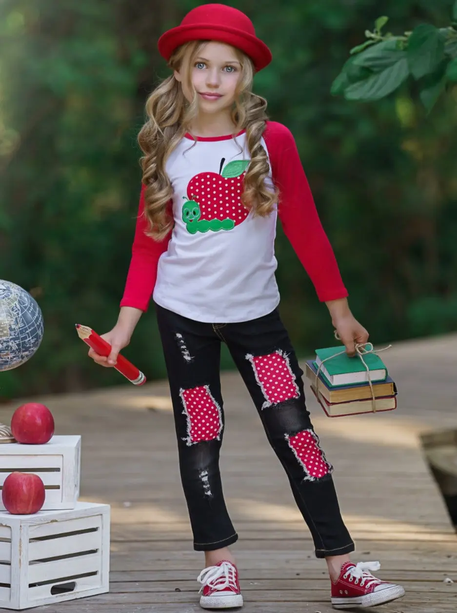 Circle Time Black Patched Jeans Set - Image 3
