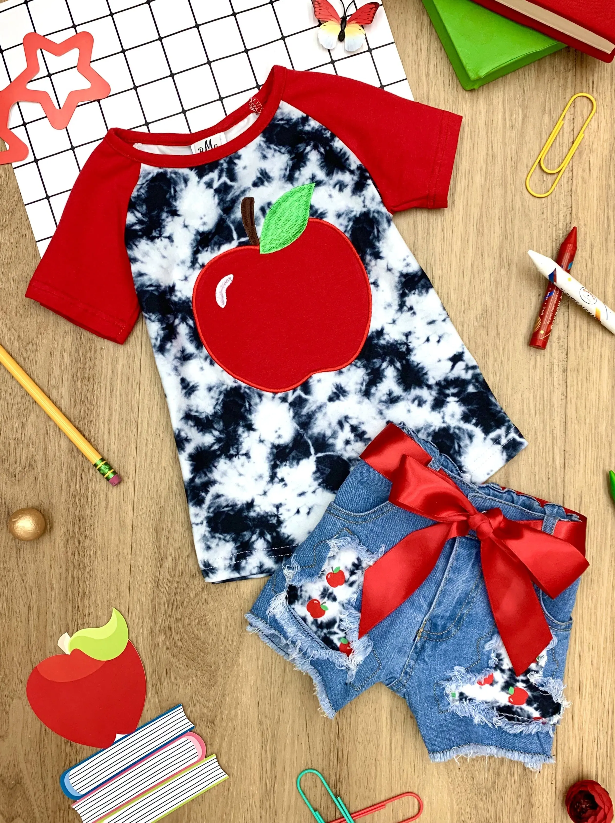 Good Apple Tie Dye Patched Denim Short Set - Image 3