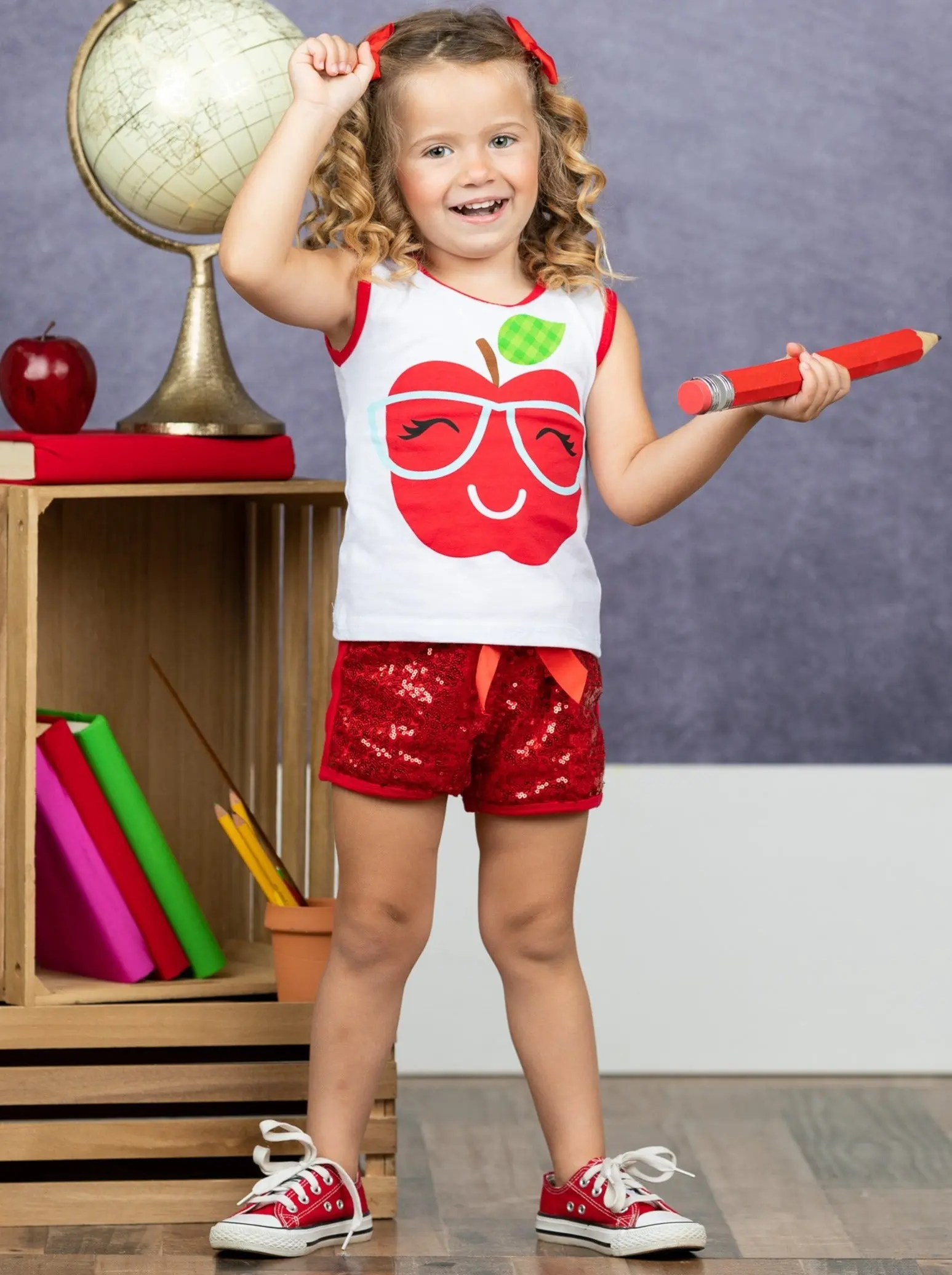 One Smart Apple Sequin Short Set - Image 2