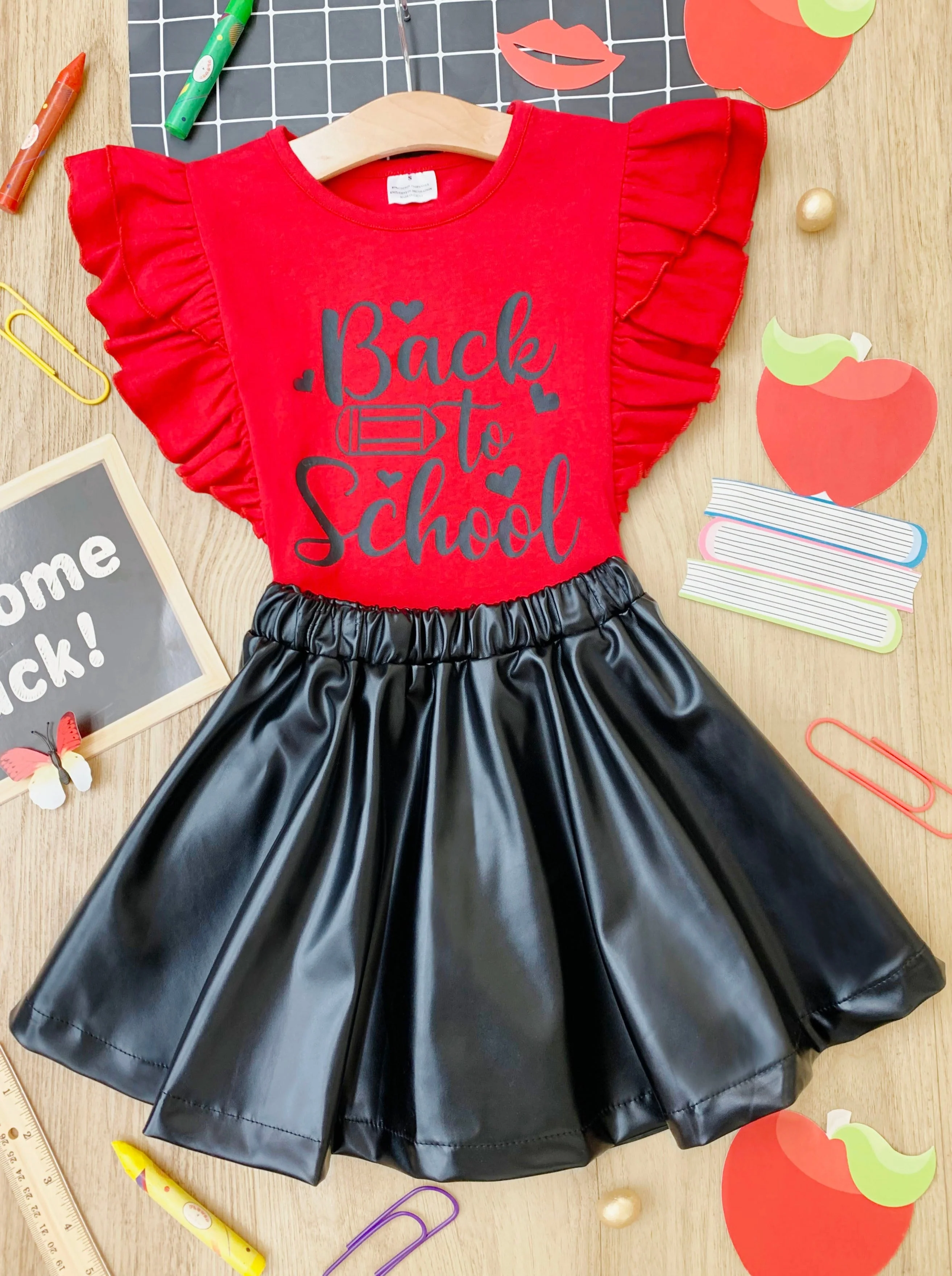 Back To School Vegan Leather Skirt Set - Image 3