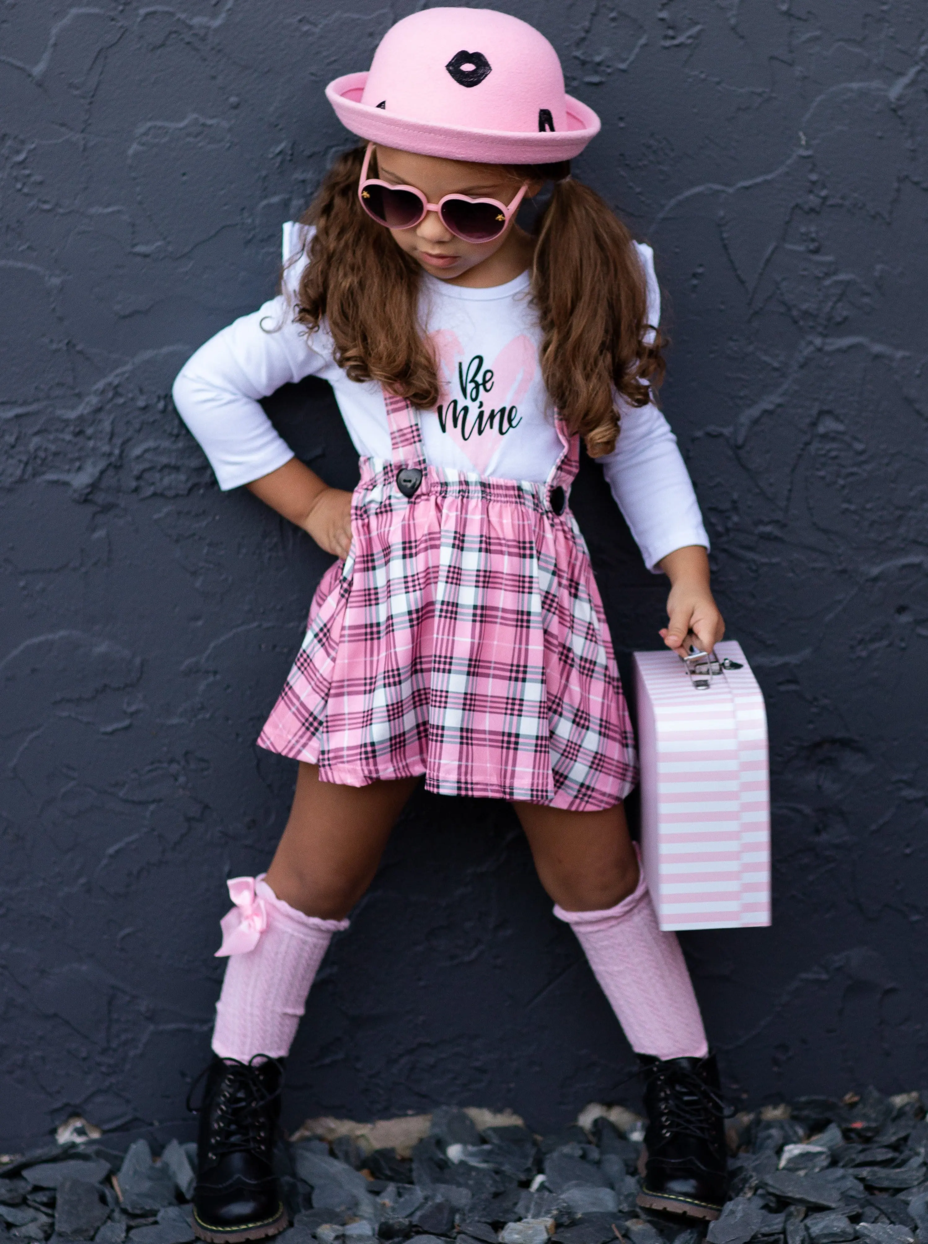 Be Mine Plaid Suspender Skirt Set - Image 2