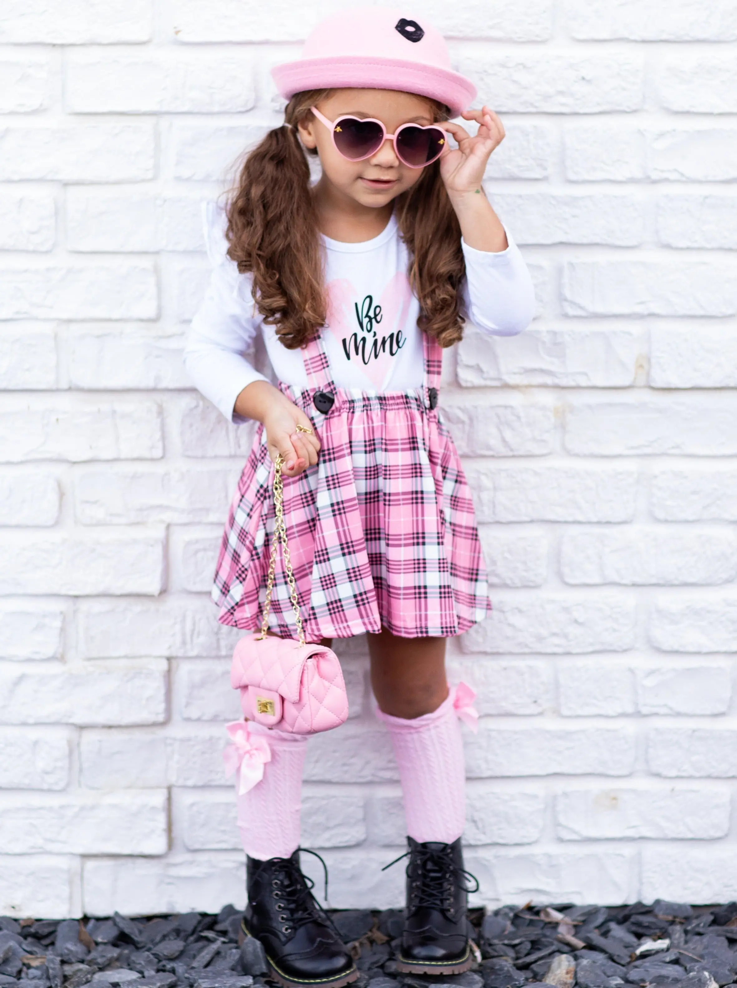 Be Mine Plaid Suspender Skirt Set - Image 3
