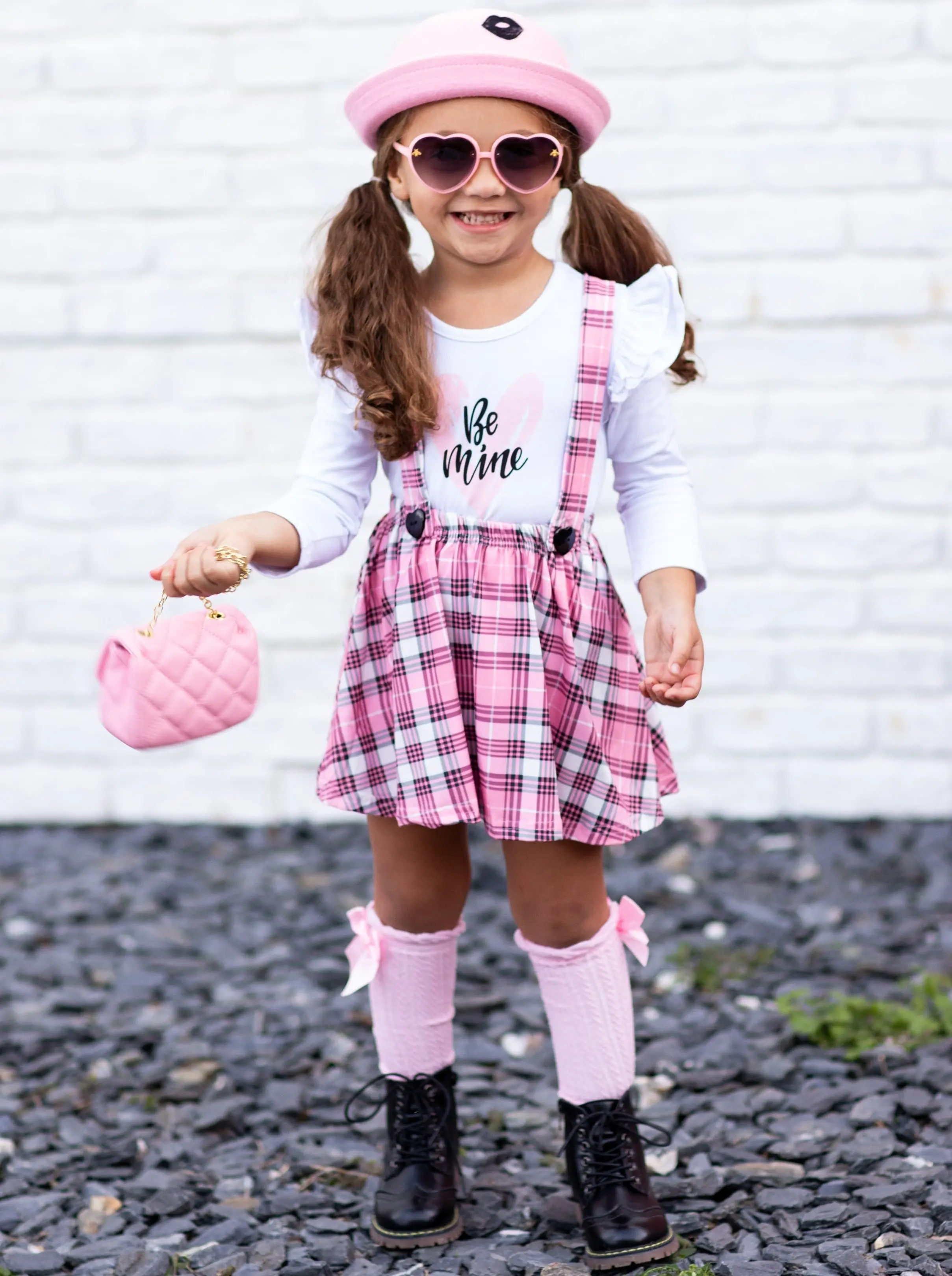 Be Mine Plaid Suspender Skirt Set - Image 5