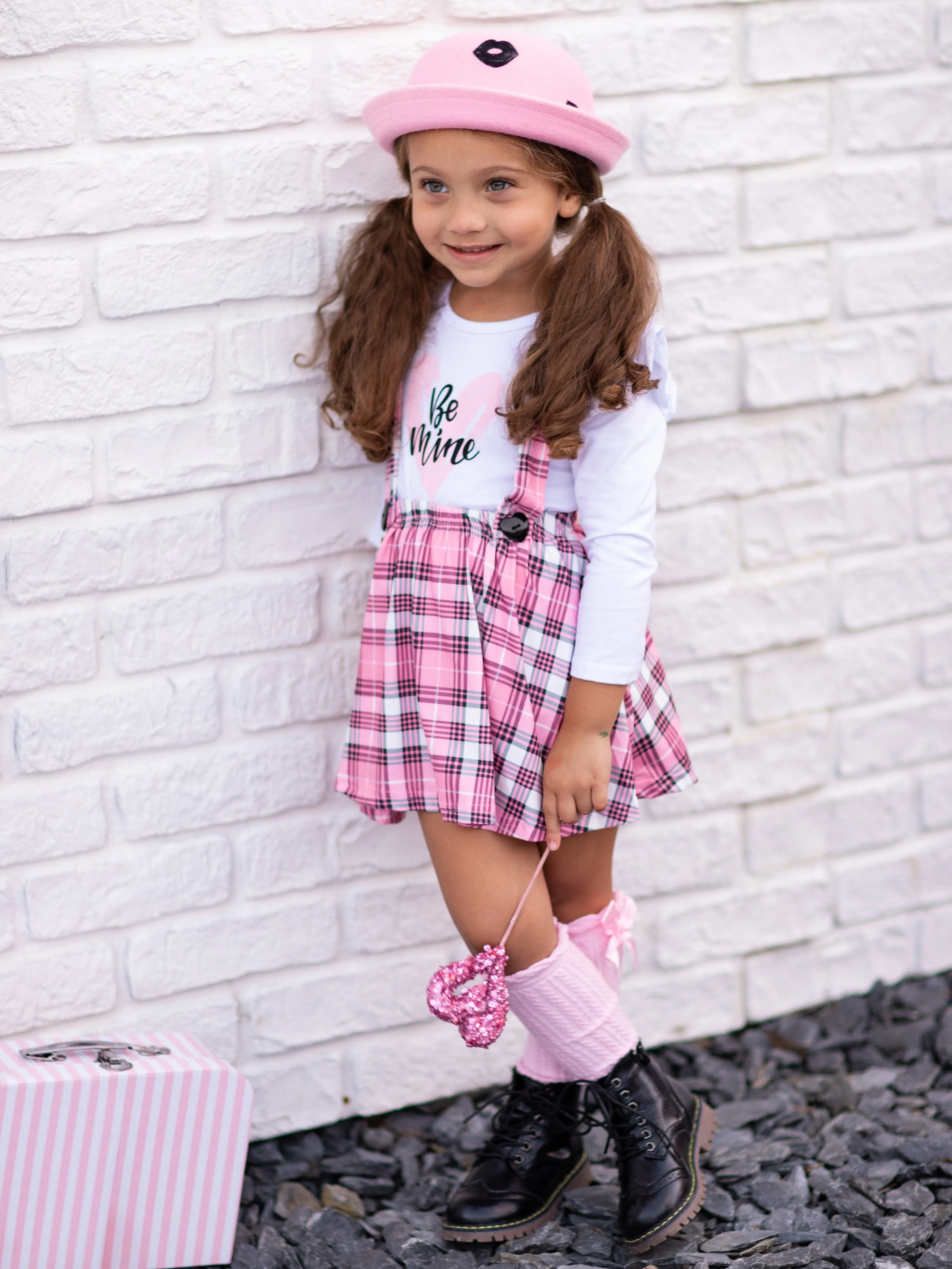 Be Mine Plaid Suspender Skirt Set - Image 7