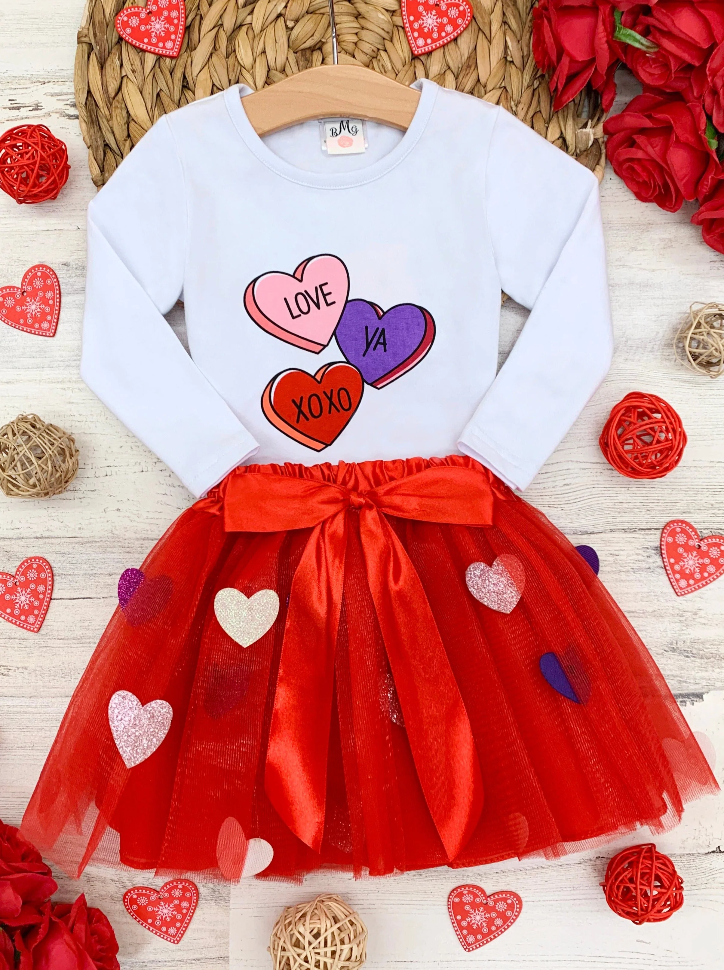 Love Ya Sparkle Heart Tutu Skirt Set - Image 2