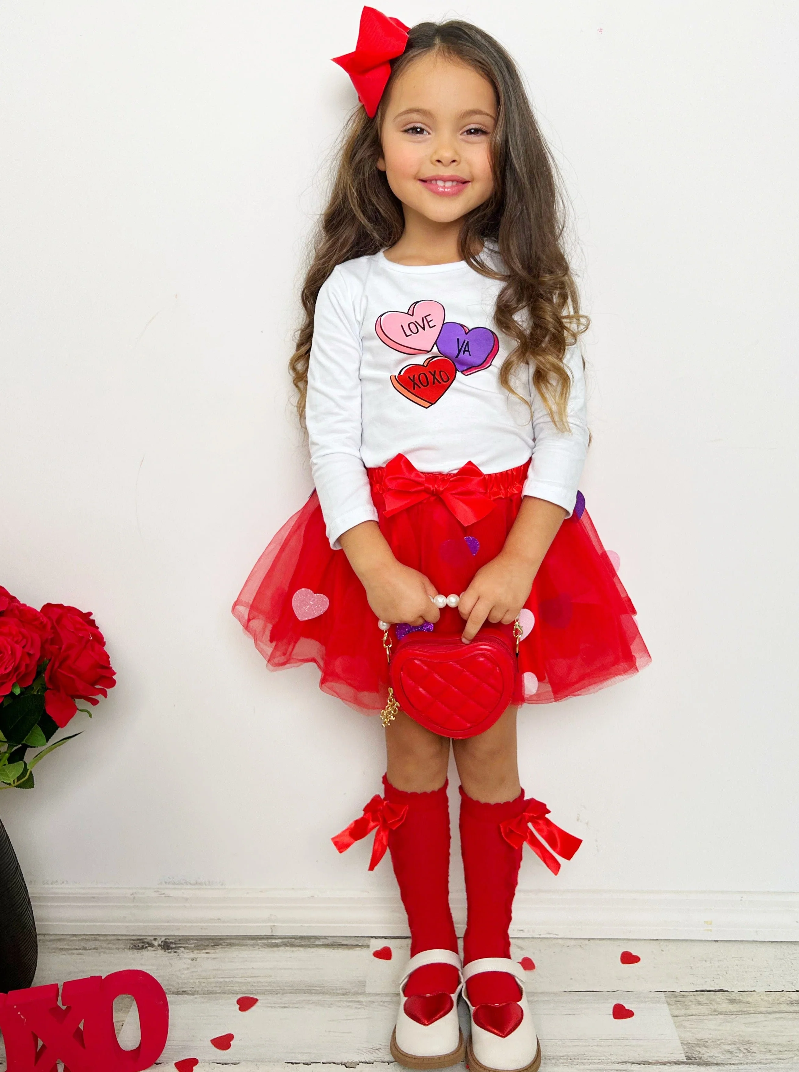Love Ya Sparkle Heart Tutu Skirt Set - Image 3