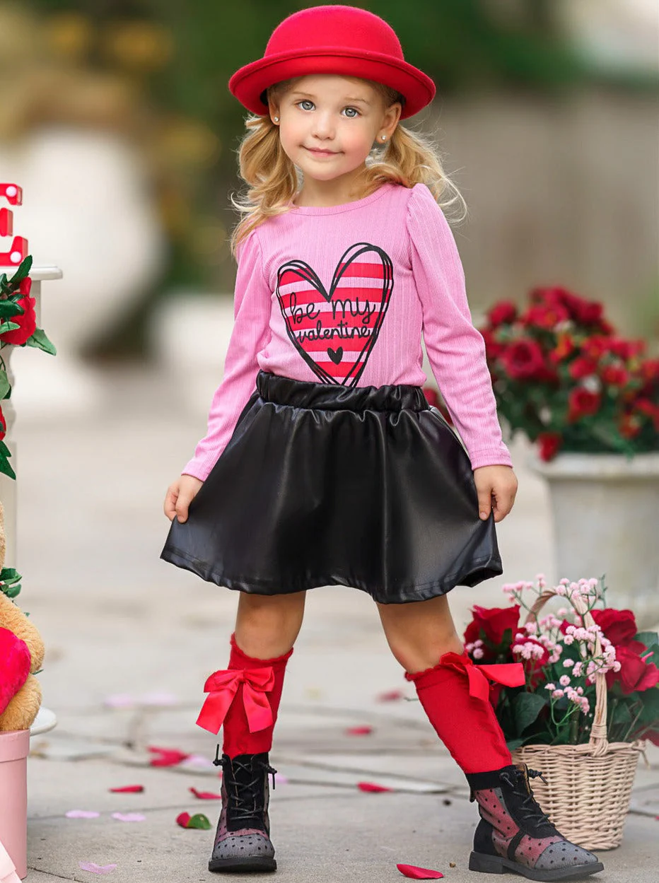 Be My Valentine Top and Vegan Leather Skirt Set - Image 2