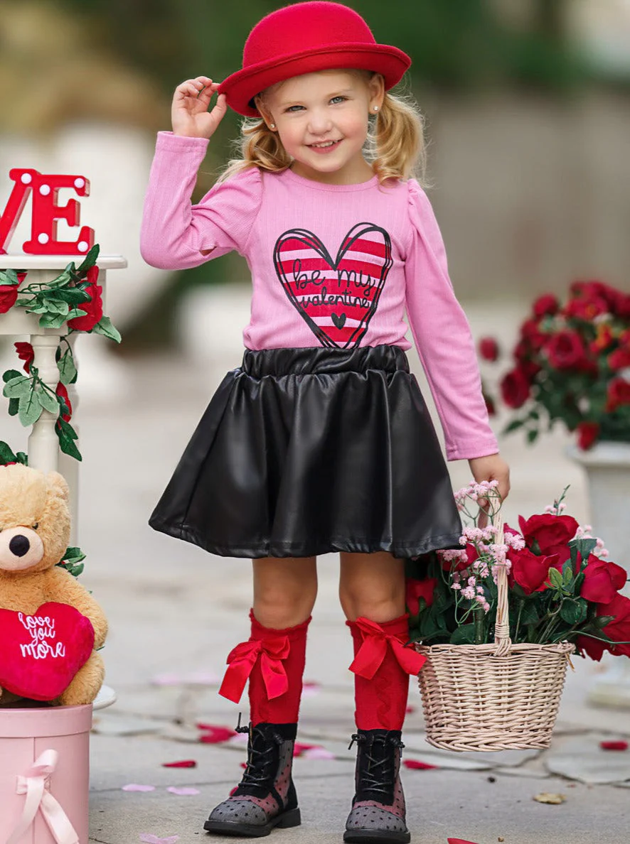 Be My Valentine Top and Vegan Leather Skirt Set - Image 5