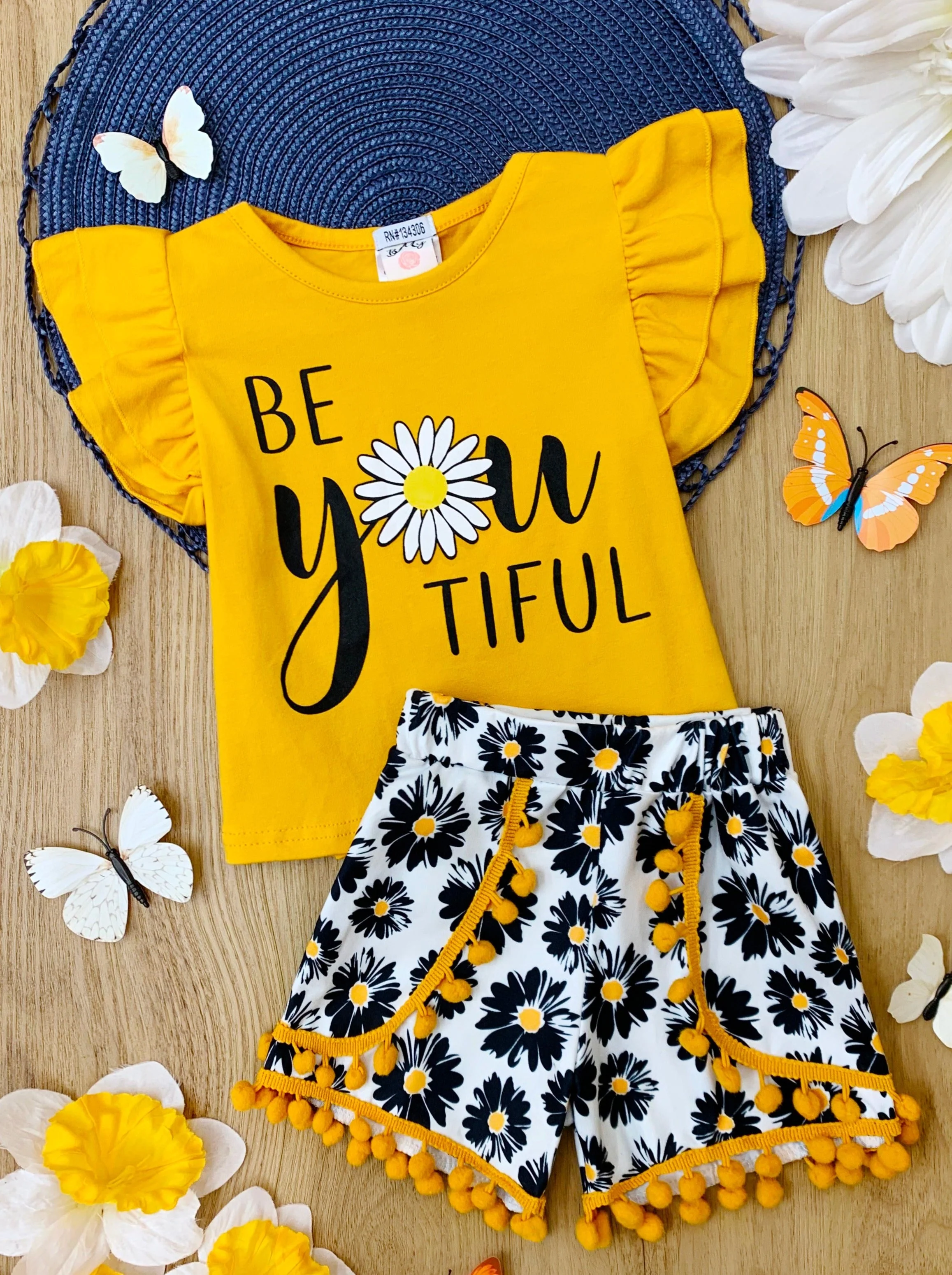 Be You-tiful Floral Pom Pom Shorts Set - Image 2