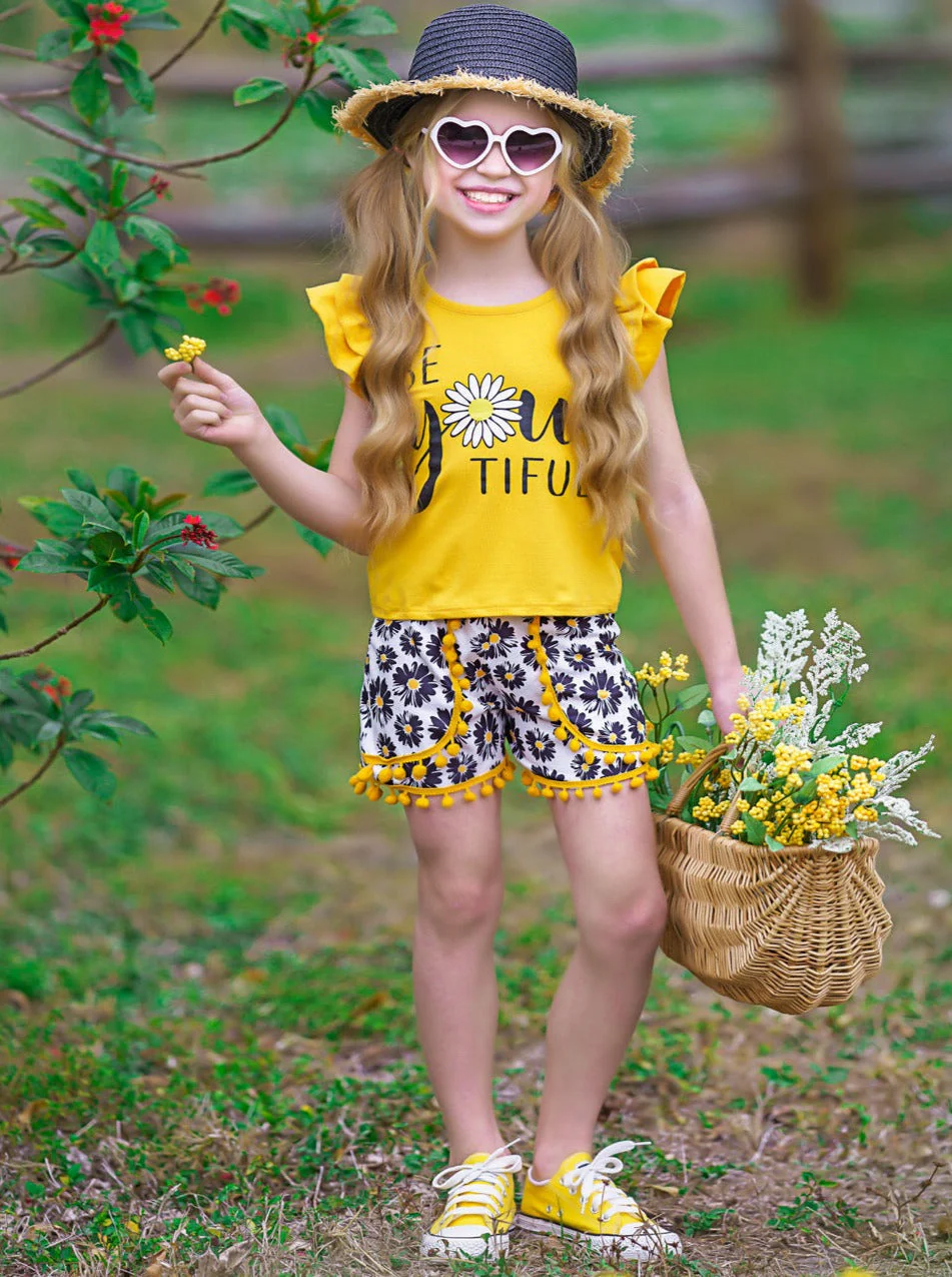 Be You-tiful Floral Pom Pom Shorts Set - Image 3