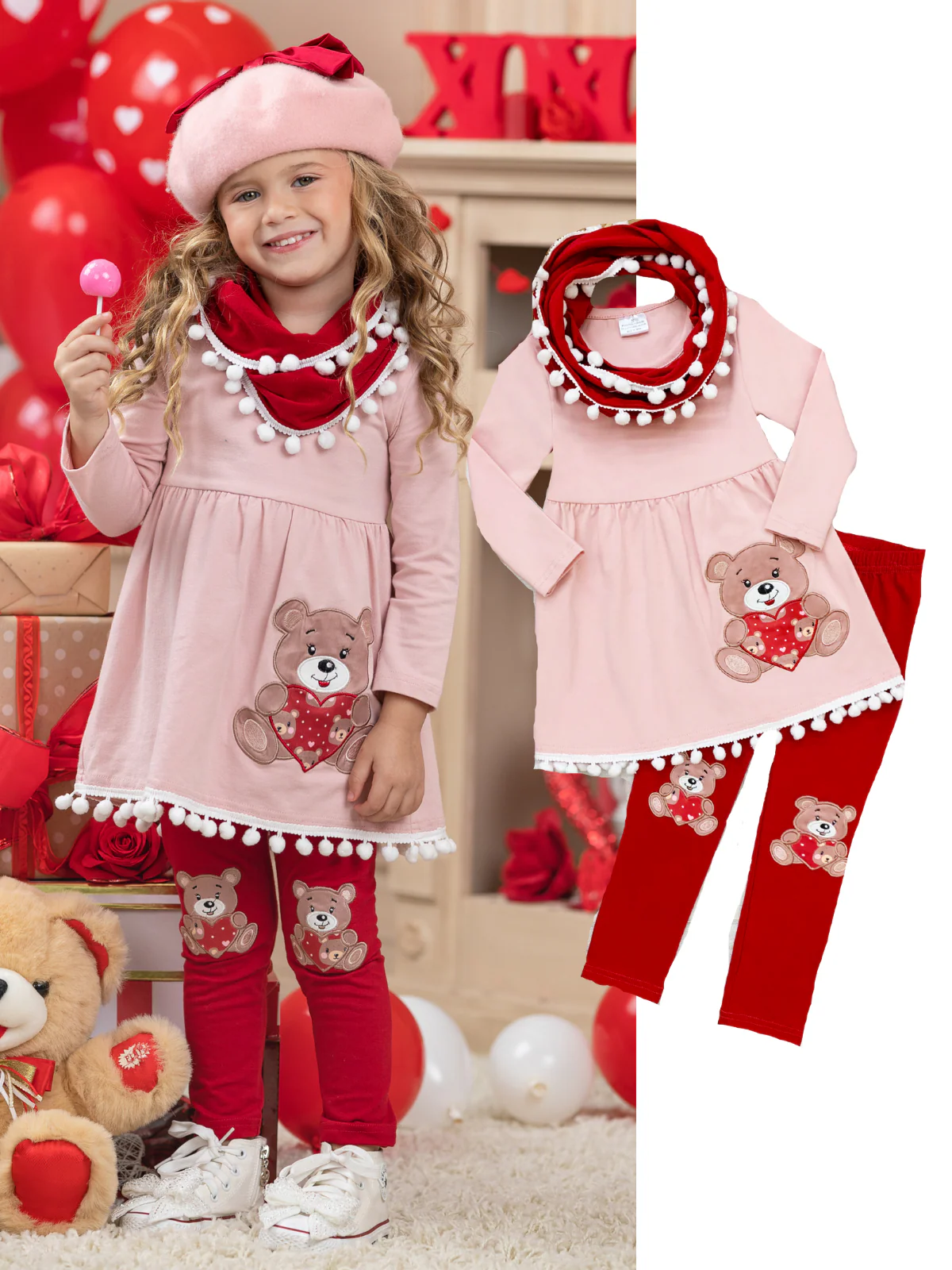 Beary Sweet Tunic, Scarf and Legging Set - Image 4