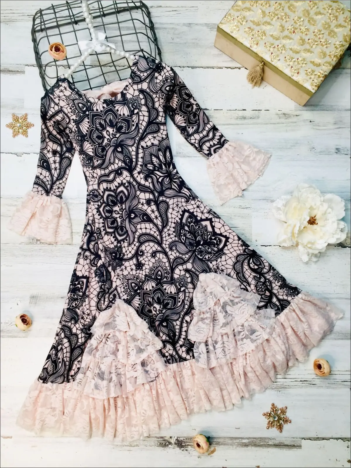 Blossoming Ruffle Lace Hem Maxi Dress - Image 2