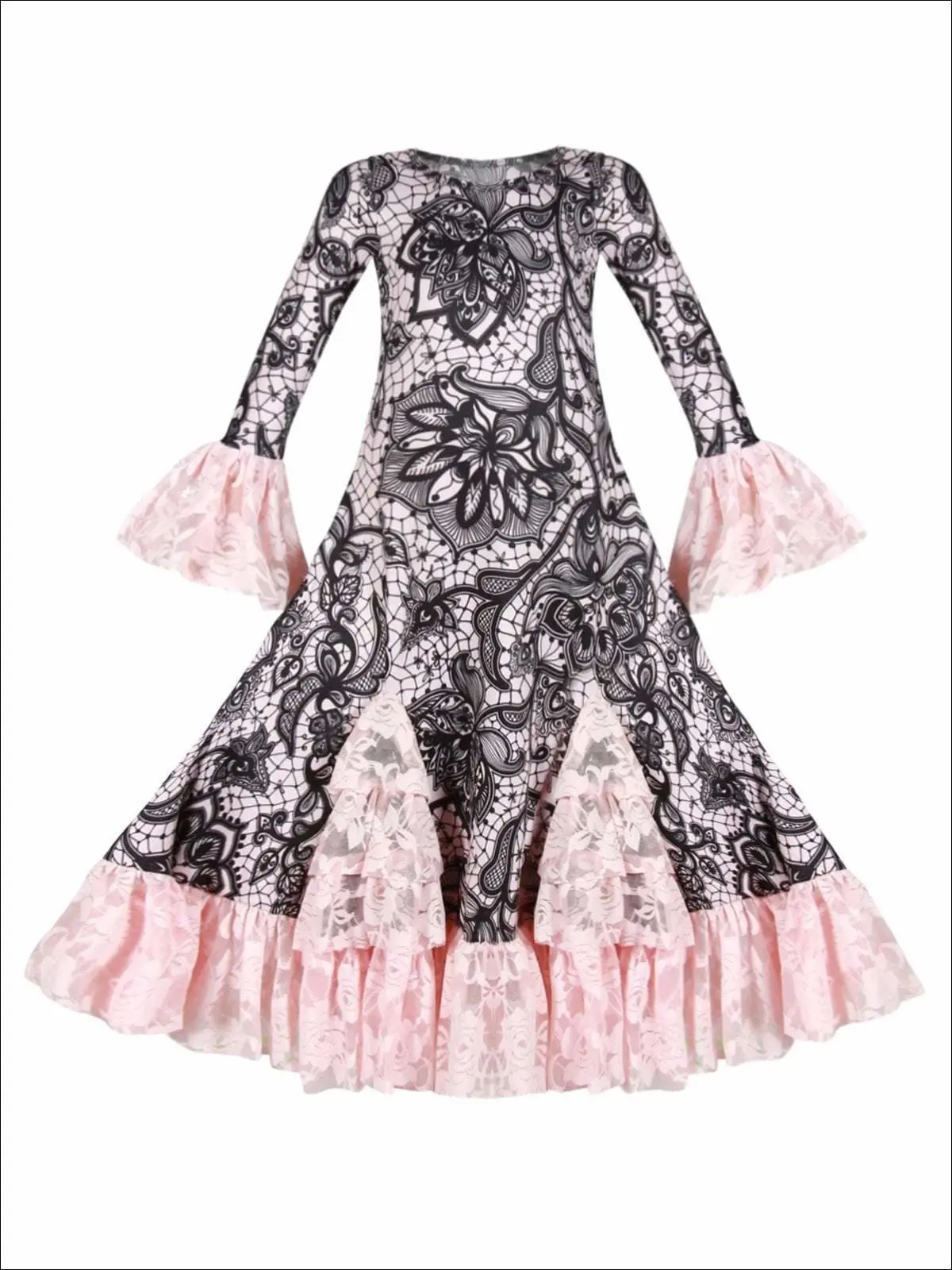 Blossoming Ruffle Lace Hem Maxi Dress - Image 4