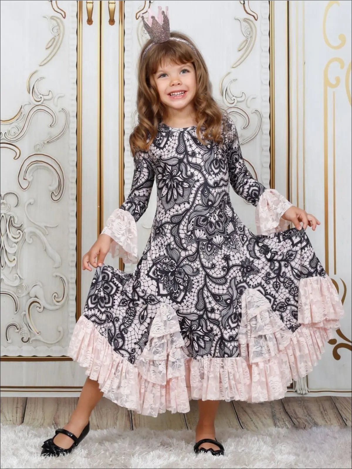 Blossoming Ruffle Lace Hem Maxi Dress - Image 6