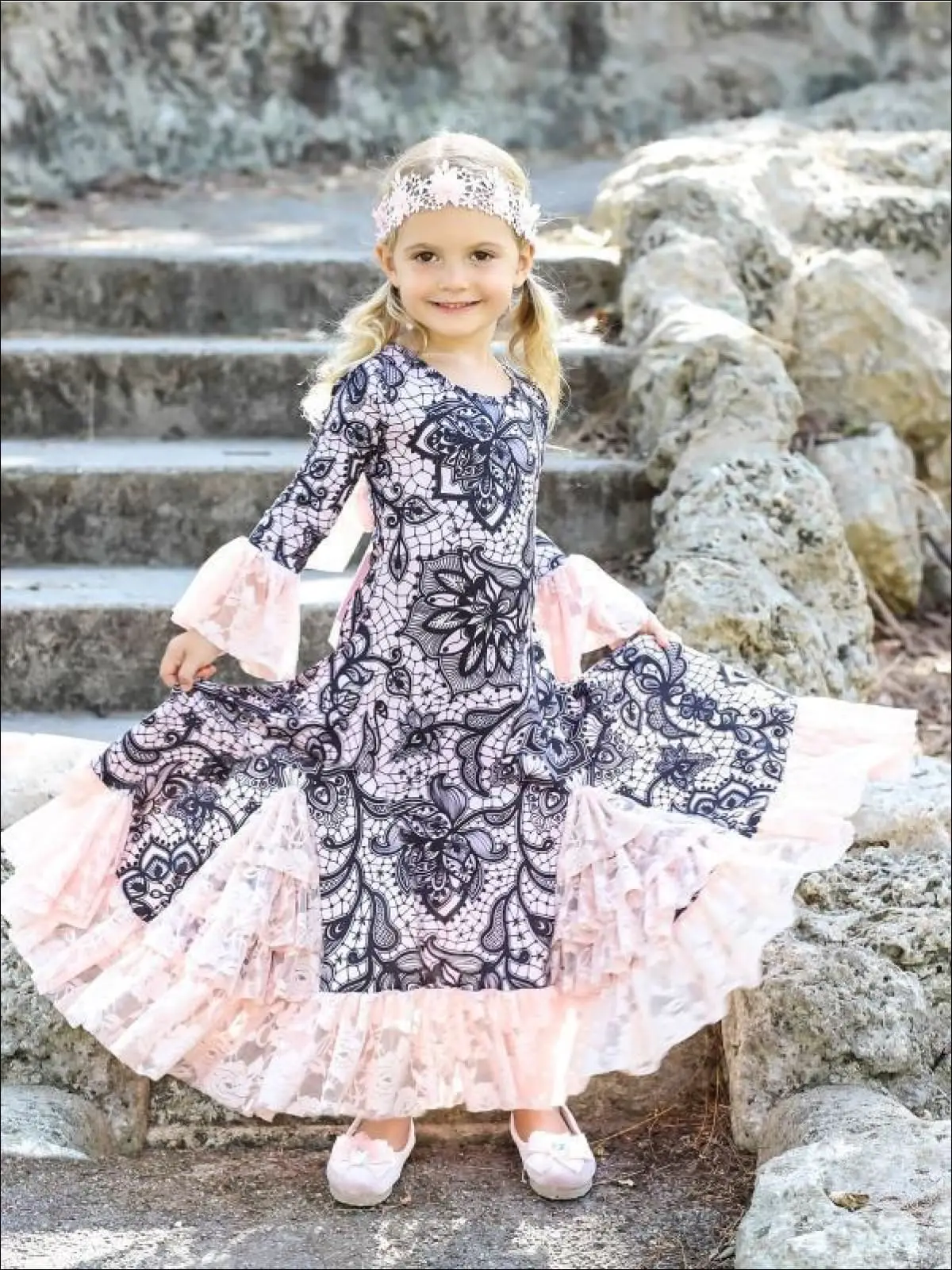 Blossoming Ruffle Lace Hem Maxi Dress - Image 7