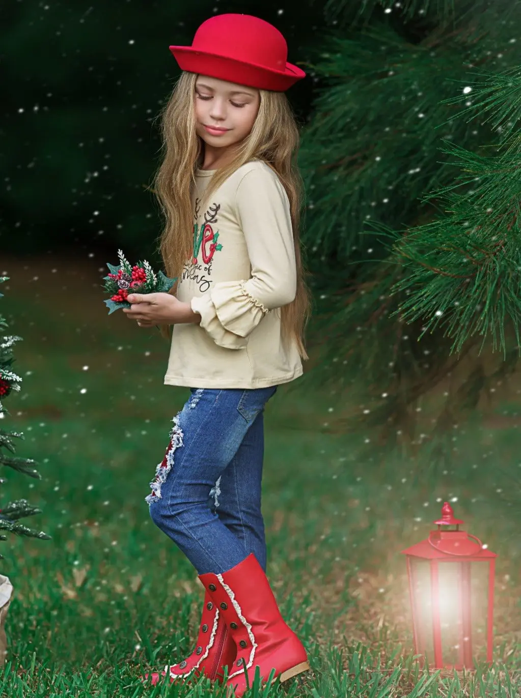 The Magic Of Christmas Patched Jeans Set - Image 2