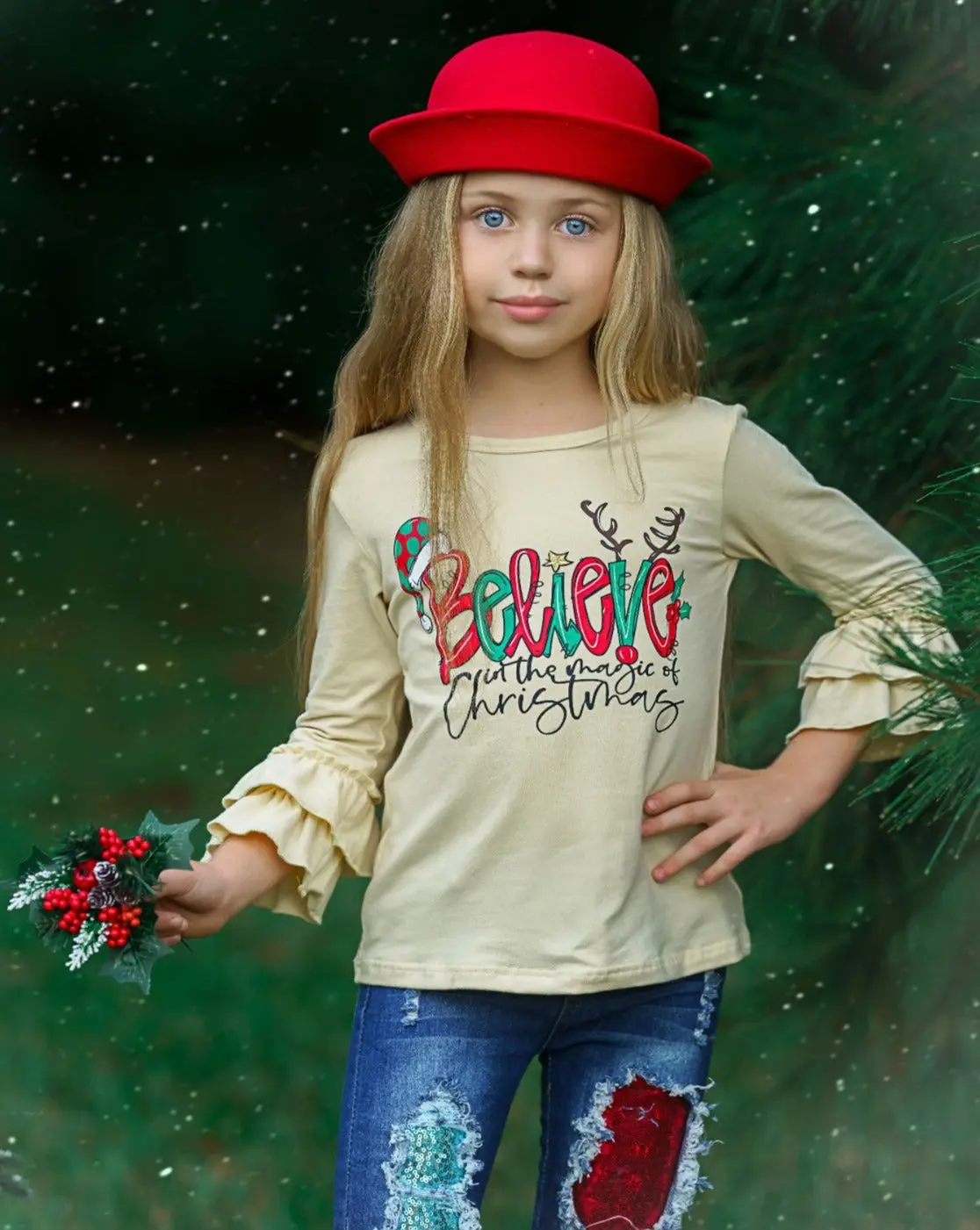 The Magic Of Christmas Patched Jeans Set - Image 3