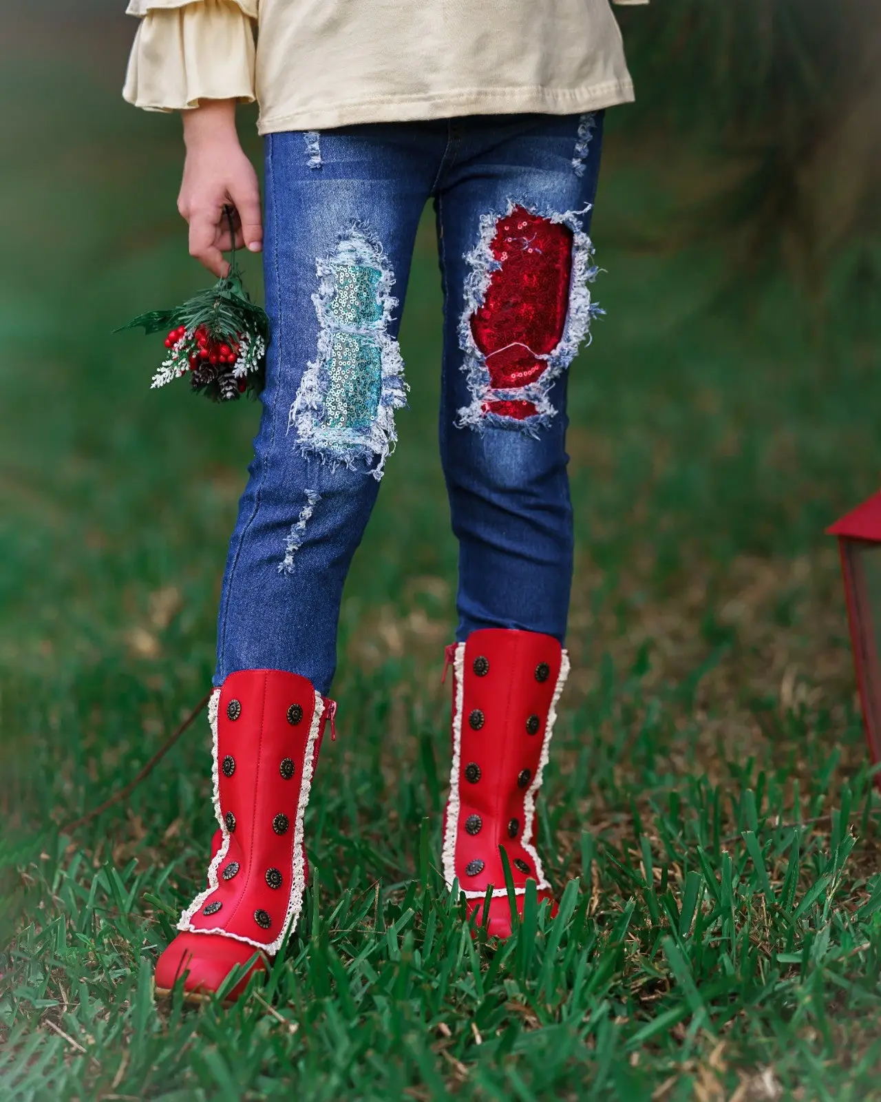 The Magic Of Christmas Patched Jeans Set - Image 4