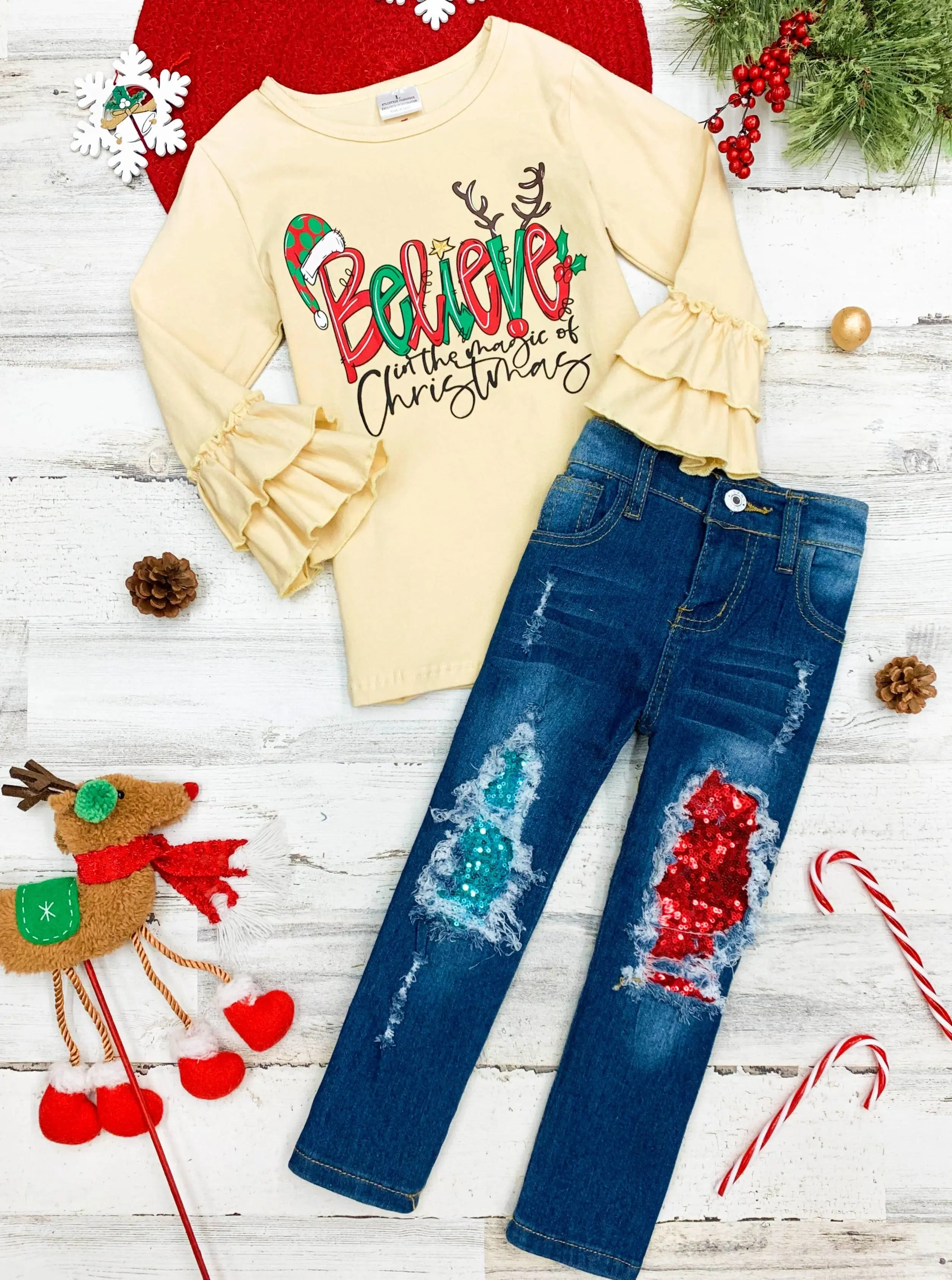 The Magic Of Christmas Patched Jeans Set - Image 6