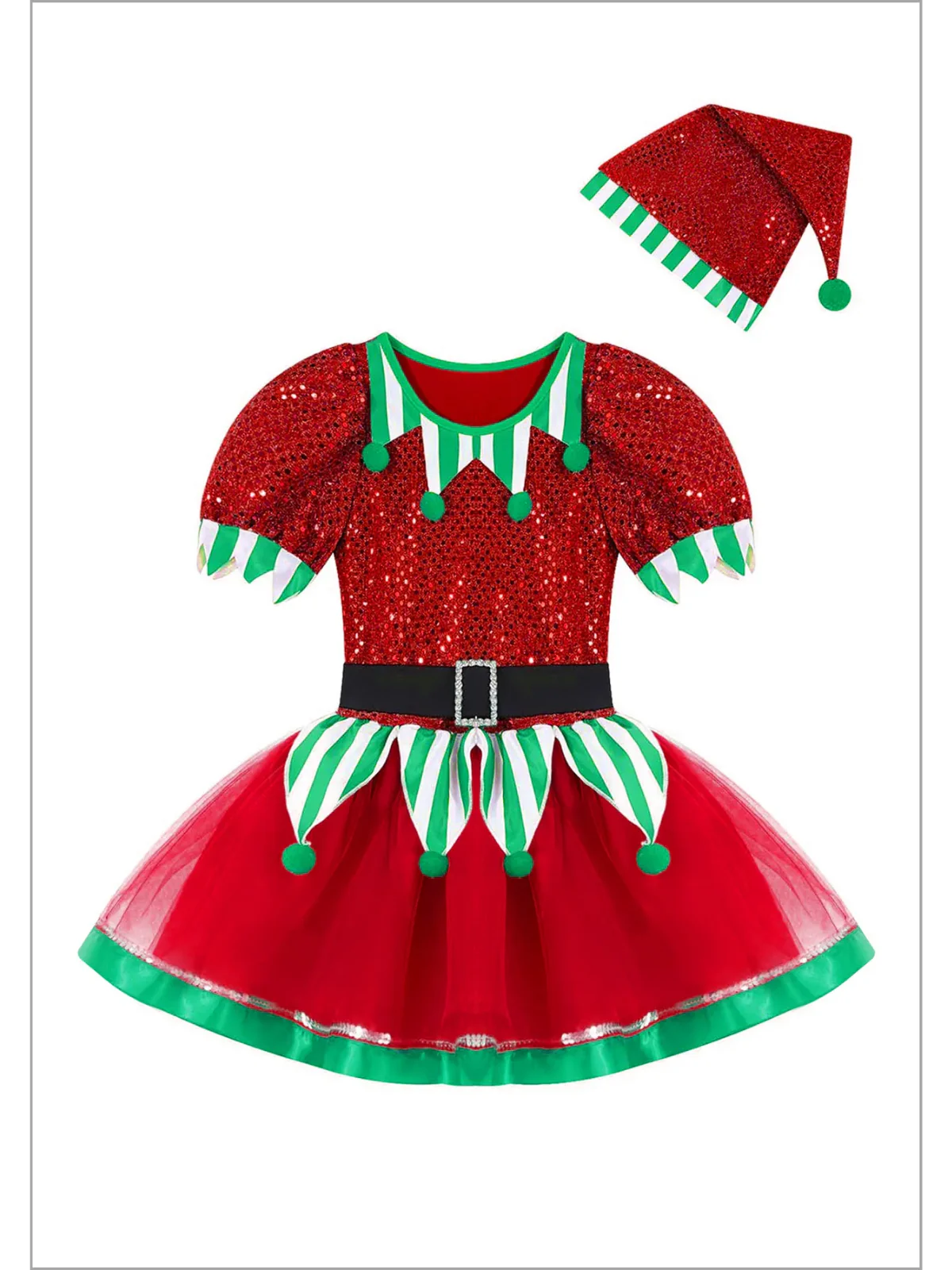 Believe In Your Elf Sparkle Tutu Dress with Hat - Image 6