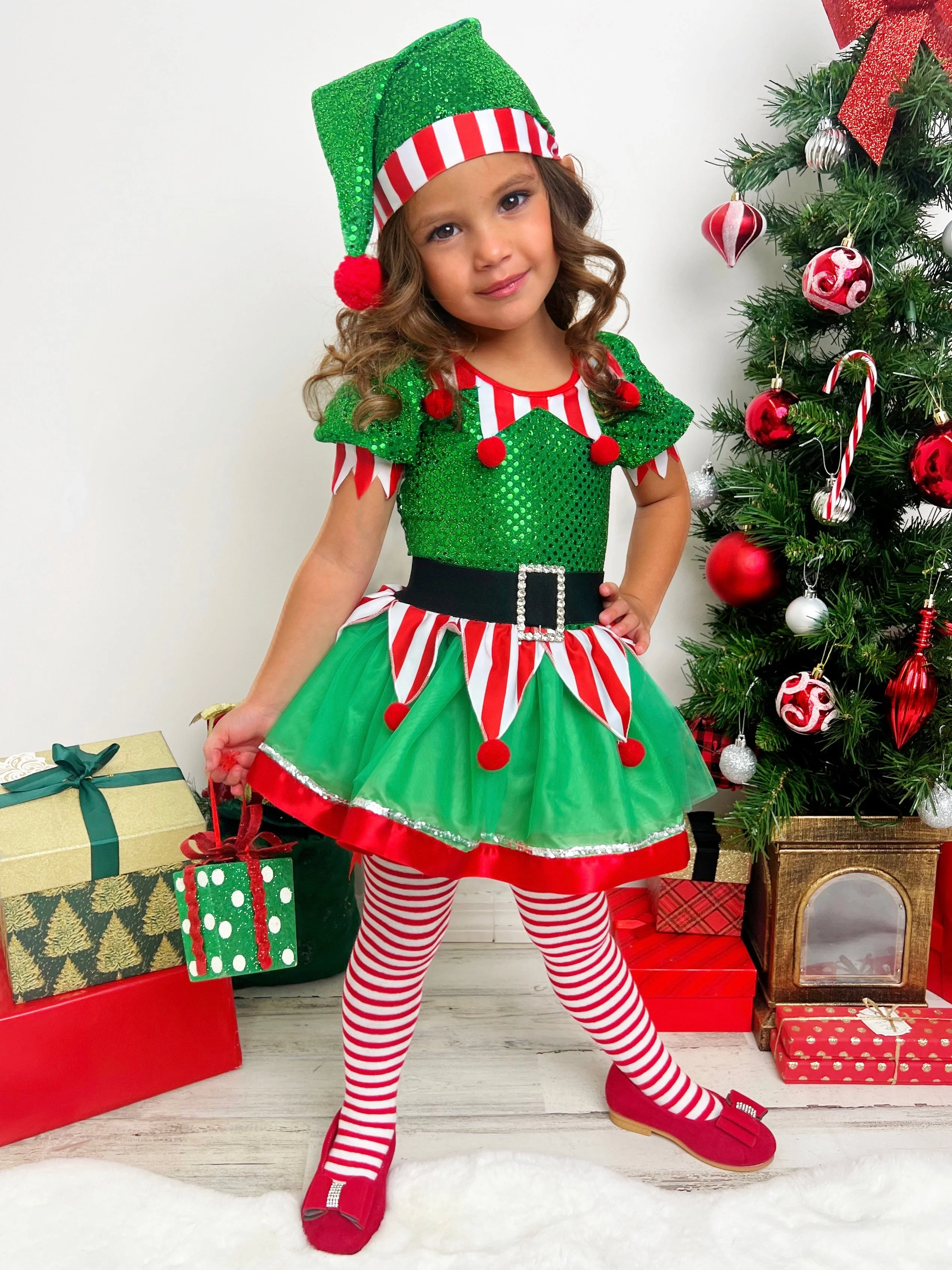 Believe In Your Elf Sparkle Tutu Dress with Hat - Image 8