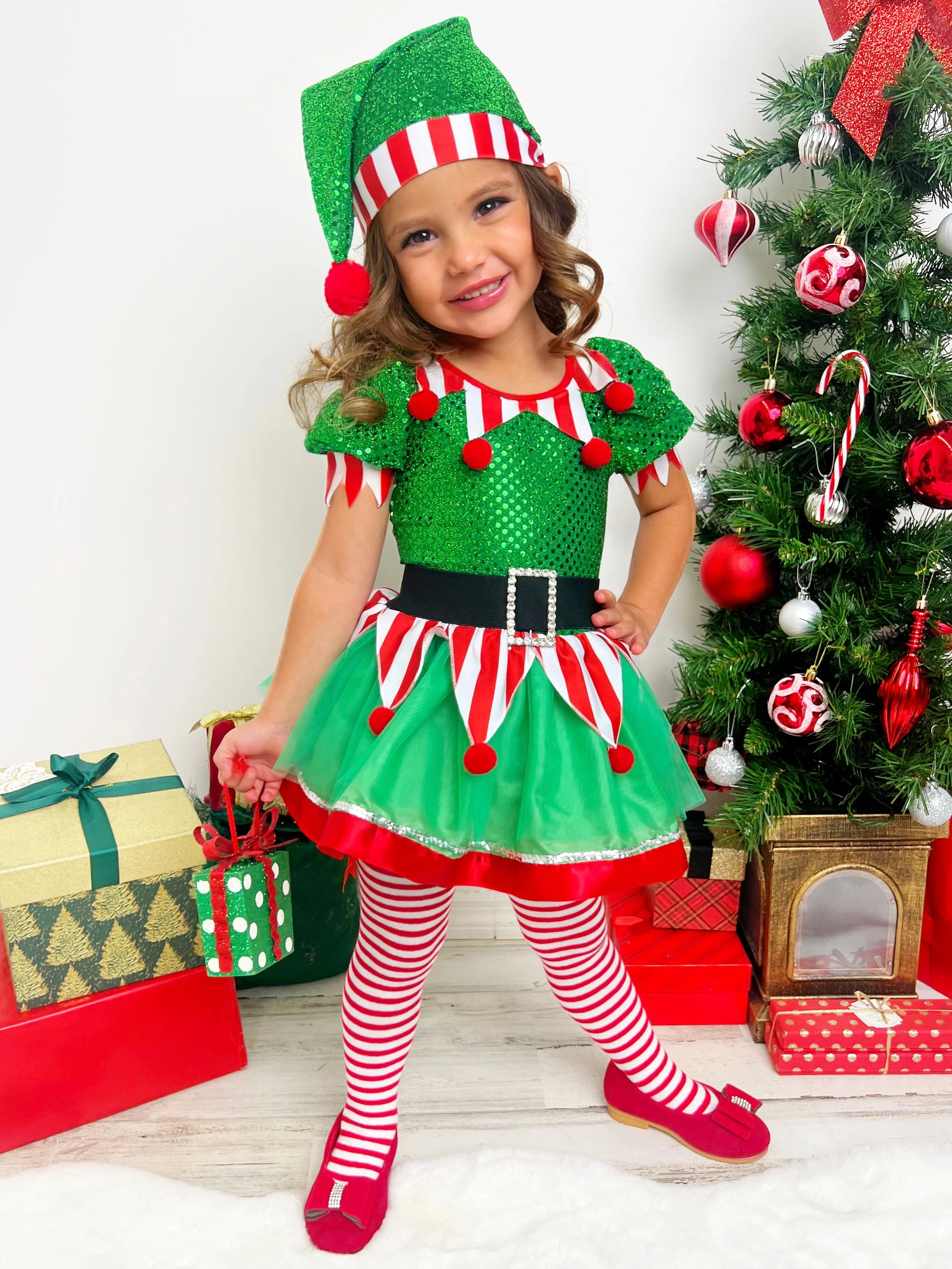 Believe In Your Elf Sparkle Tutu Dress with Hat - Image 9