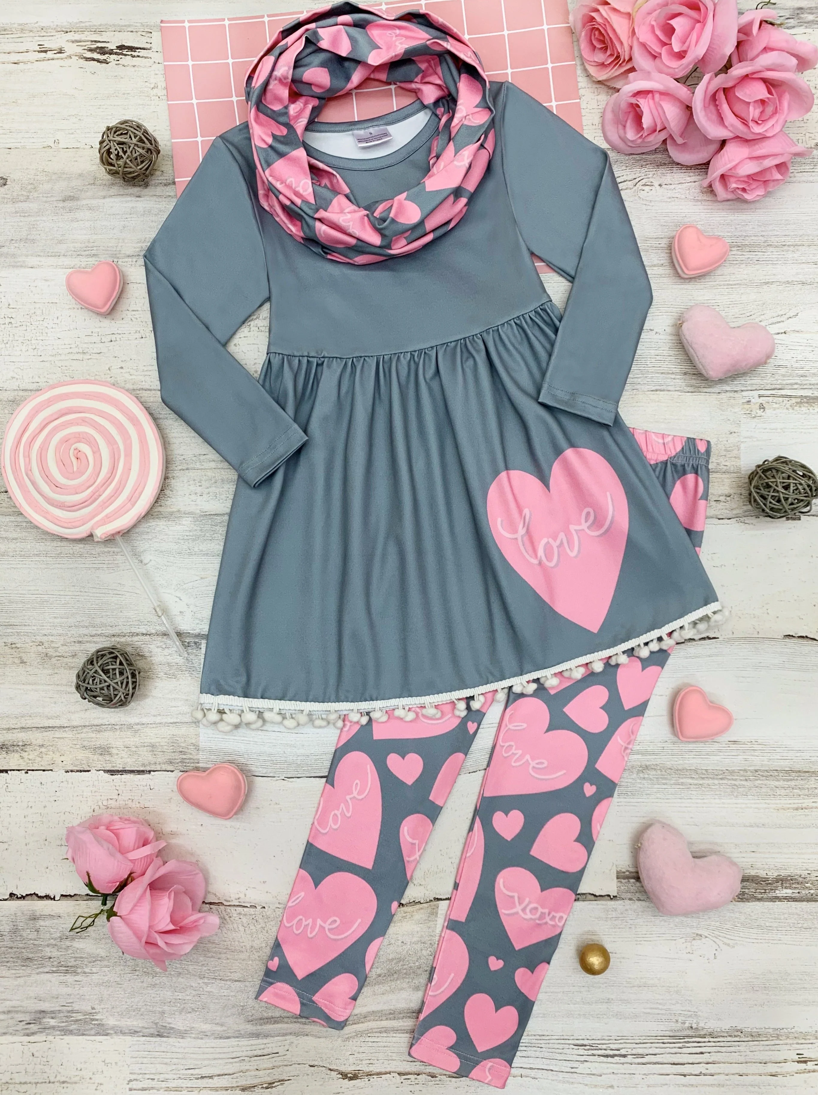 Big Heart Tunic, Scarf and Legging Set - Image 3