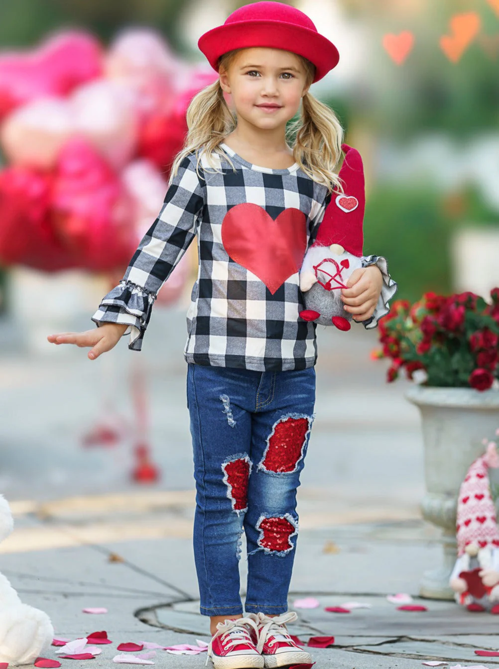 All You Need Is Love Patched Jeans Set - Image 4