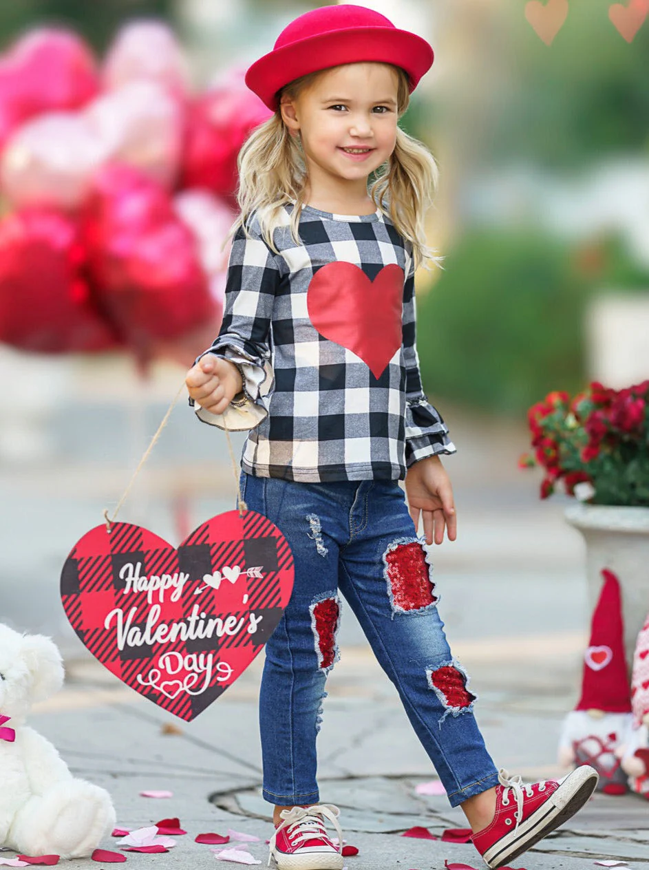 All You Need Is Love Patched Jeans Set - Image 5