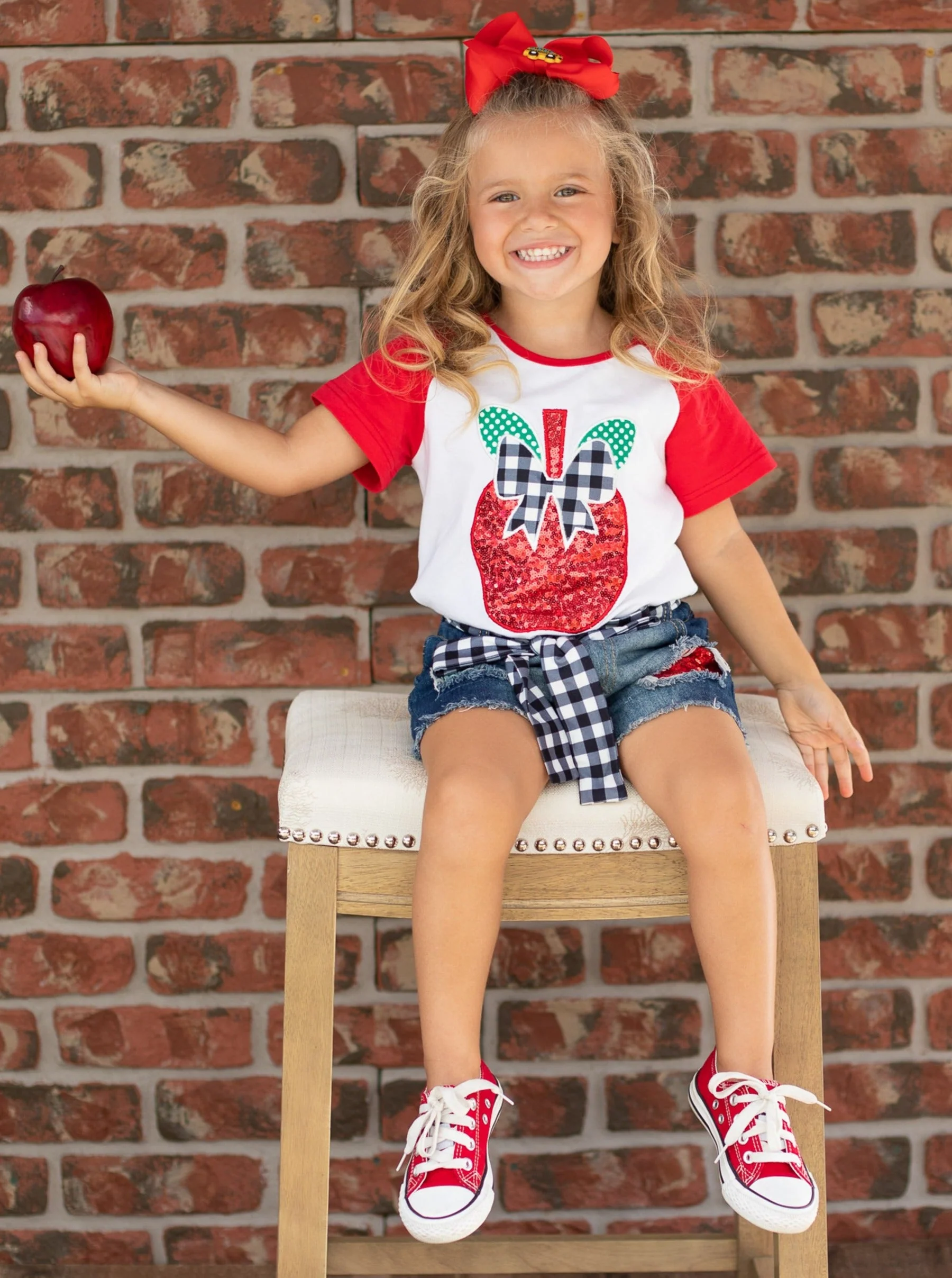 Teacher's Pick Patched Denim Shorts Set - Image 2