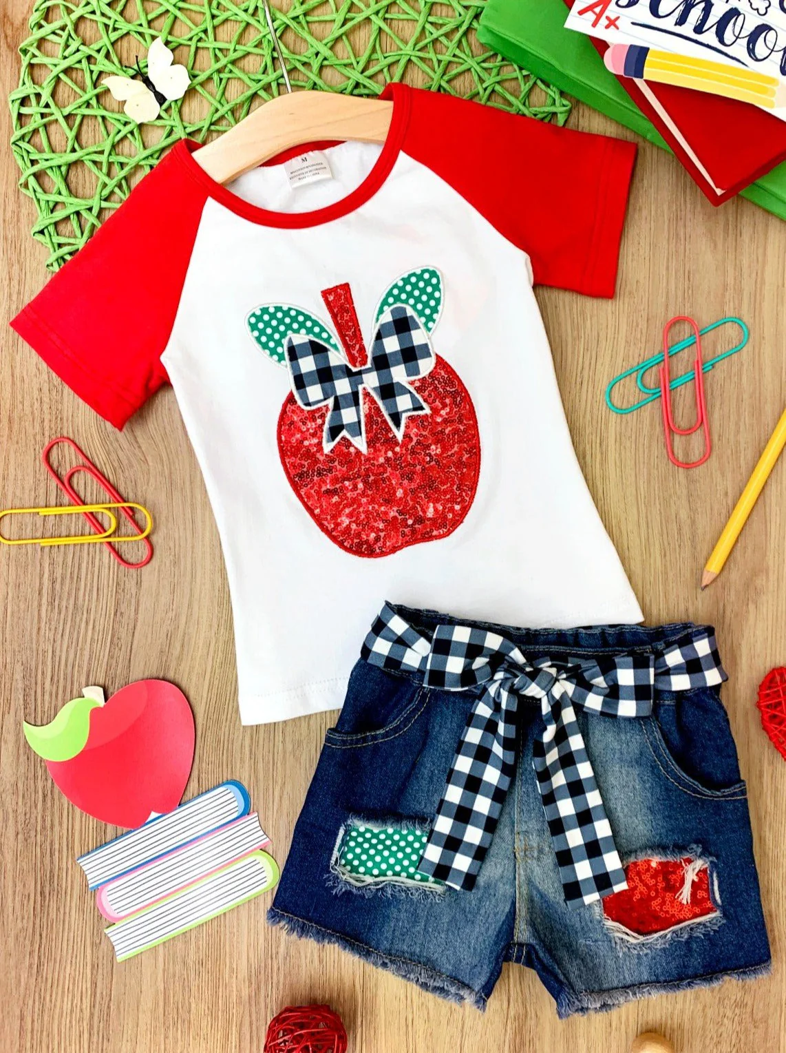 Teacher's Pick Patched Denim Shorts Set - Image 4