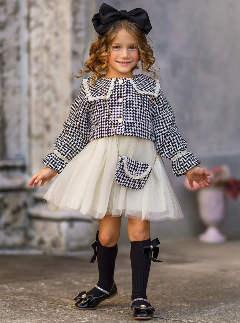 My Classy Girl Black Houndstooth Blazer and Dress Set - Image 4