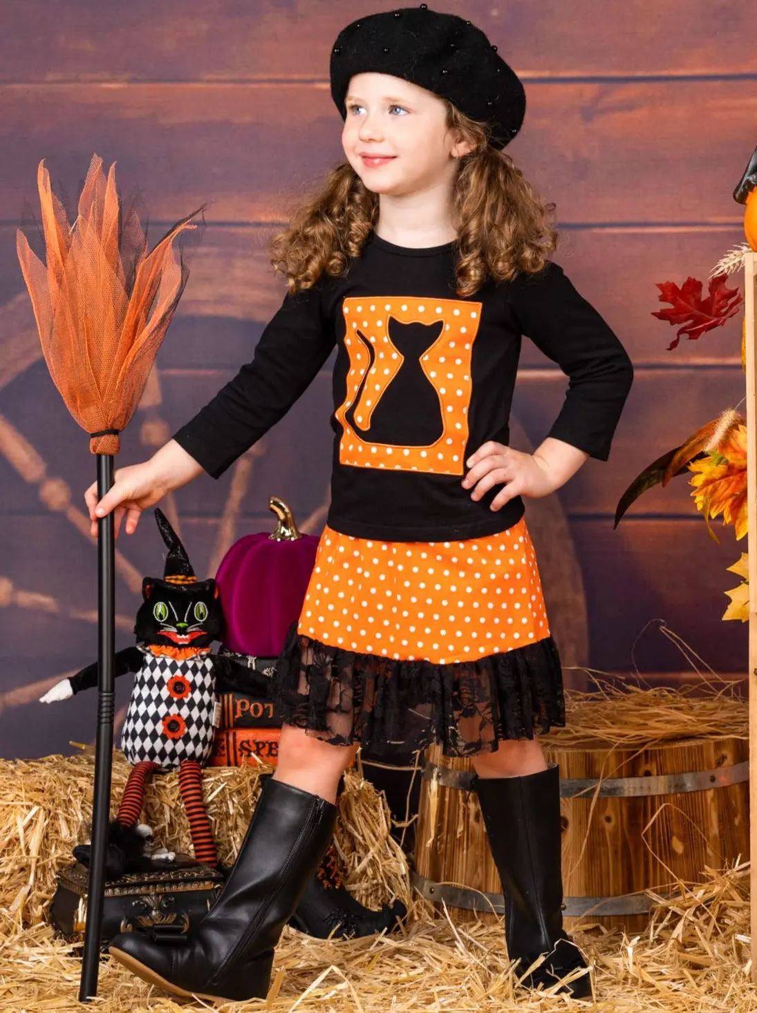 PAWsitive Polka Dot Top and Lace Hem Skirt Set - Image 3