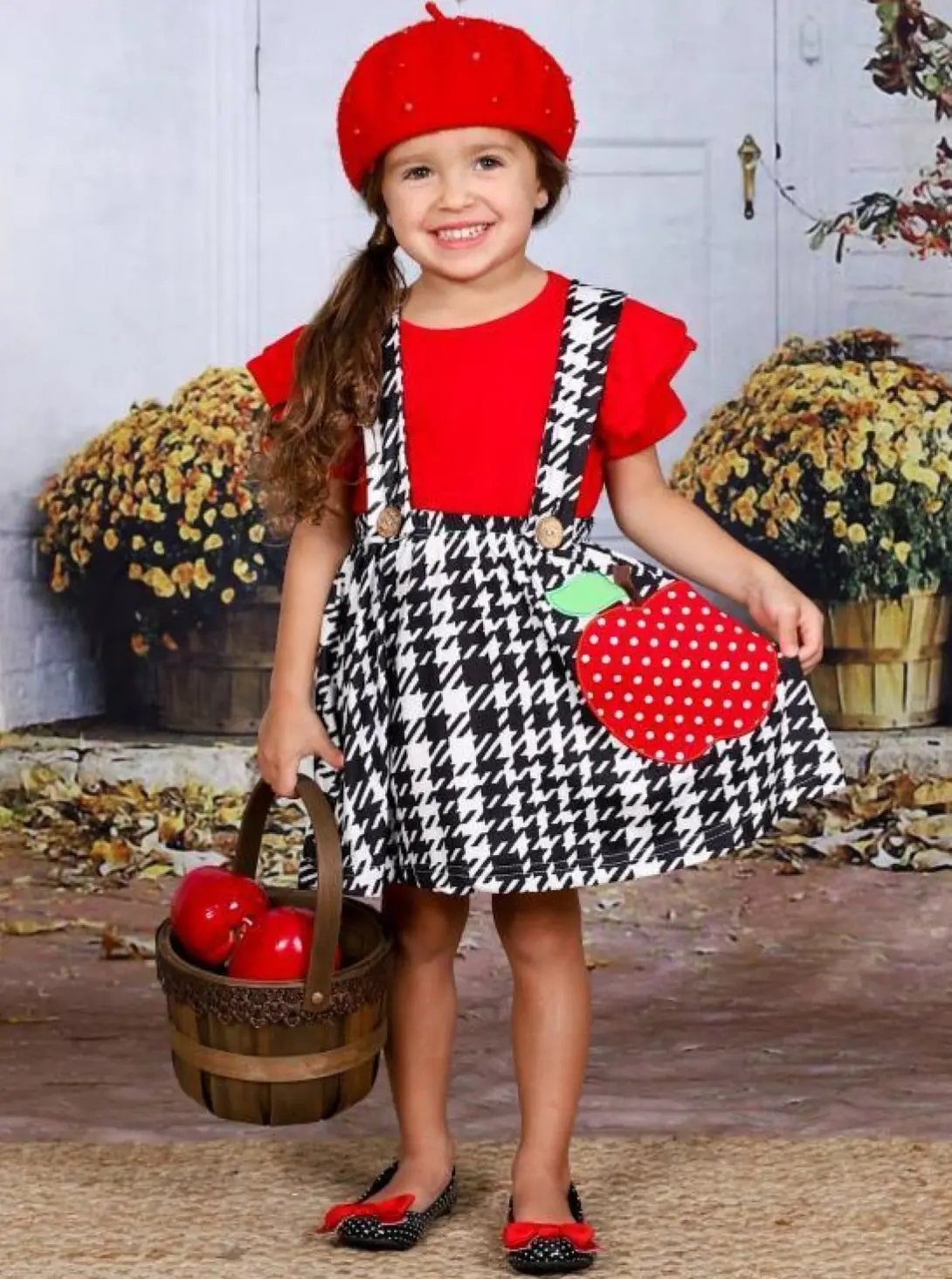 School's In Session Houndstooth Overall Skirt Set - Image 2