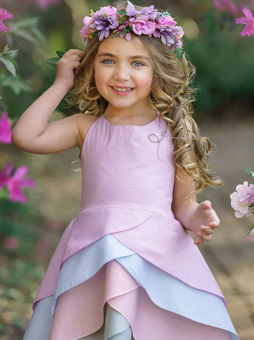 Pretty Petal Pastel Rainbow Tiered Dress - Image 4