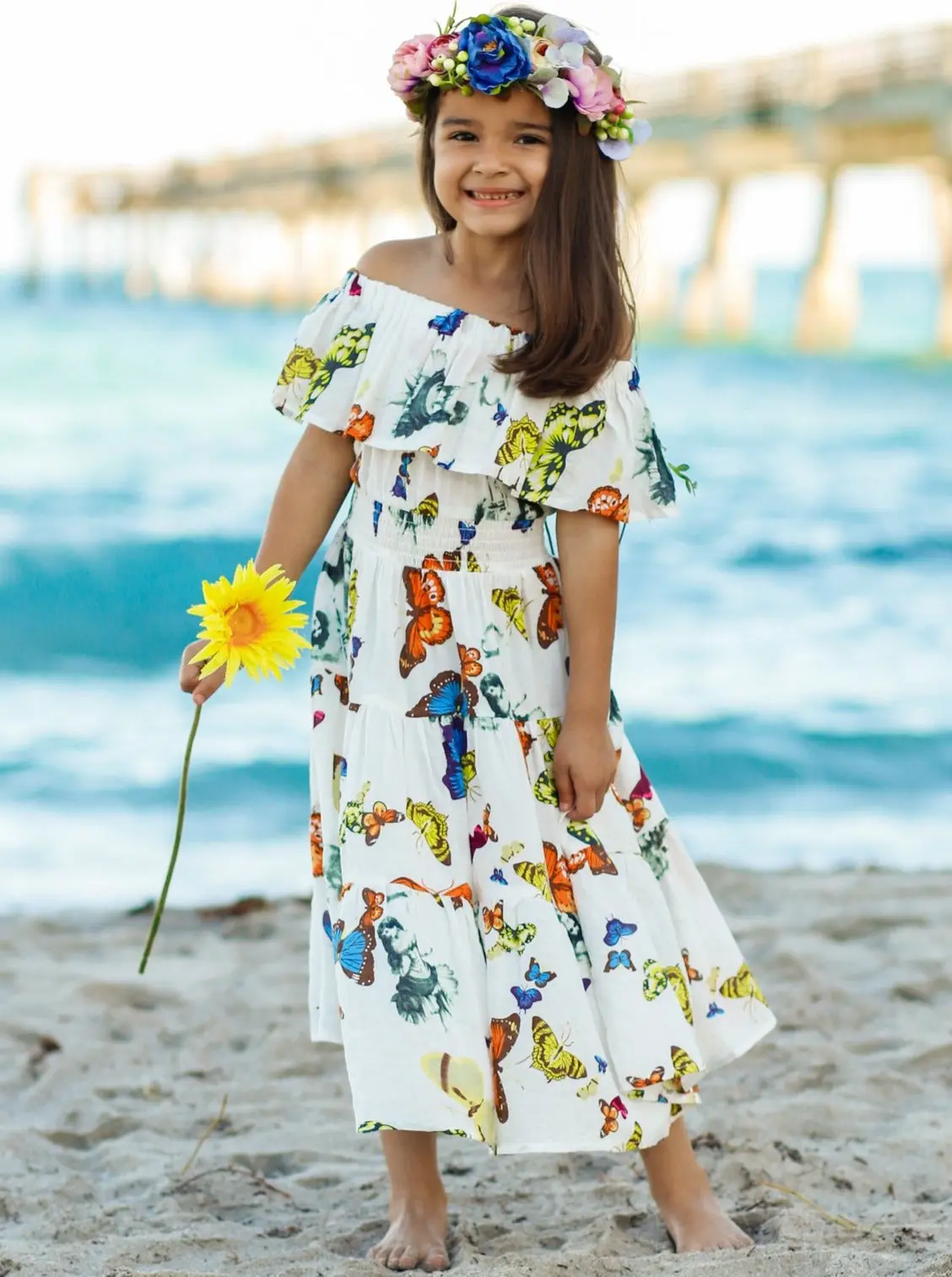 Boho Butterfly Off The Shoulder Maxi Dress - Image 2