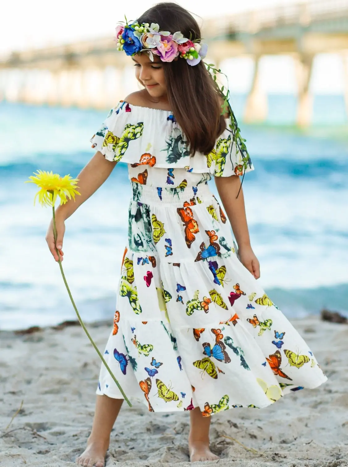 Boho Butterfly Off The Shoulder Maxi Dress - Image 3