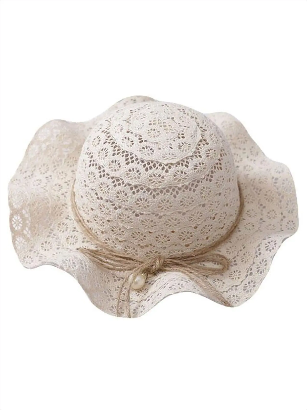 Girls Boho Floppy Straw Hat With Pearl Embellishment - Image 10
