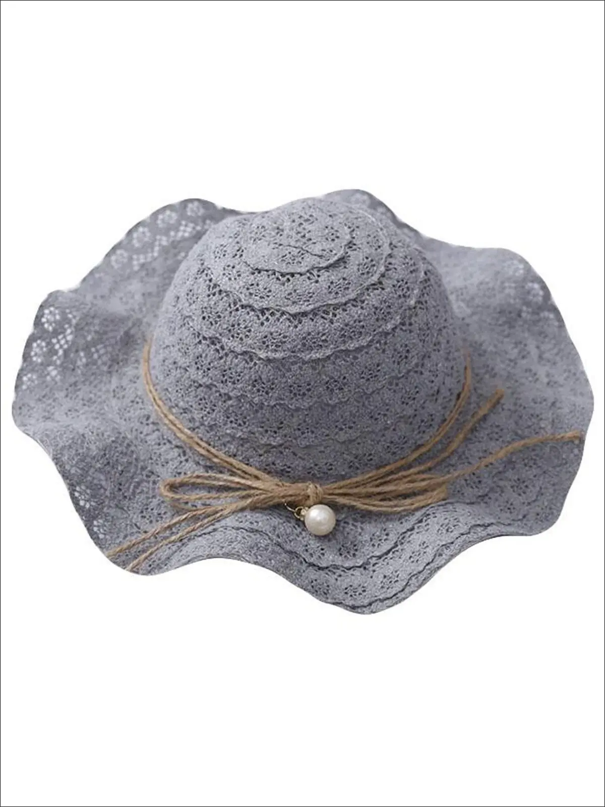 Girls Boho Floppy Straw Hat With Pearl Embellishment - Image 8