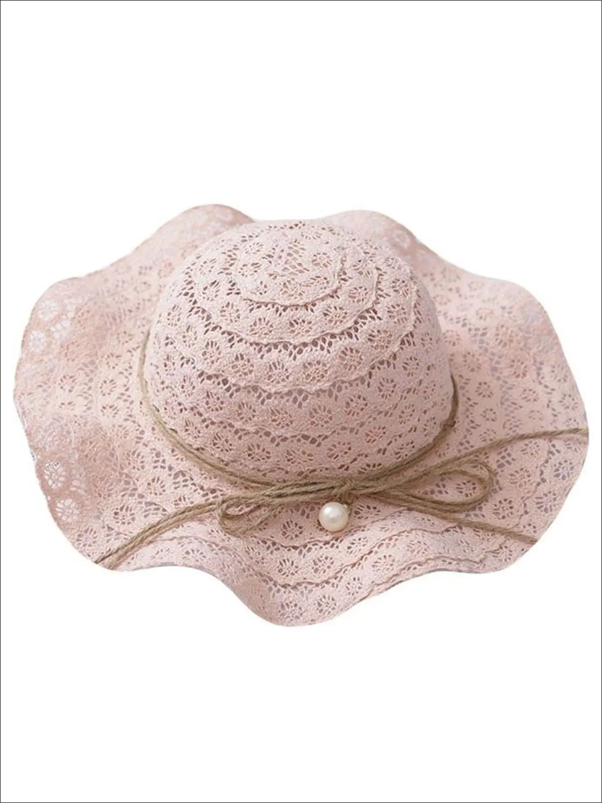 Girls Boho Floppy Straw Hat With Pearl Embellishment - Image 9