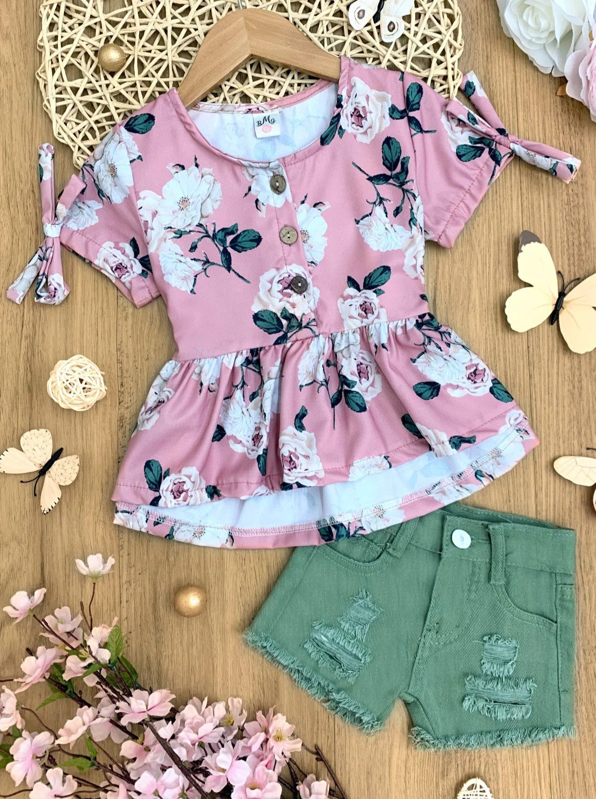 Let's Get Flowers Denim Short Set - Image 2