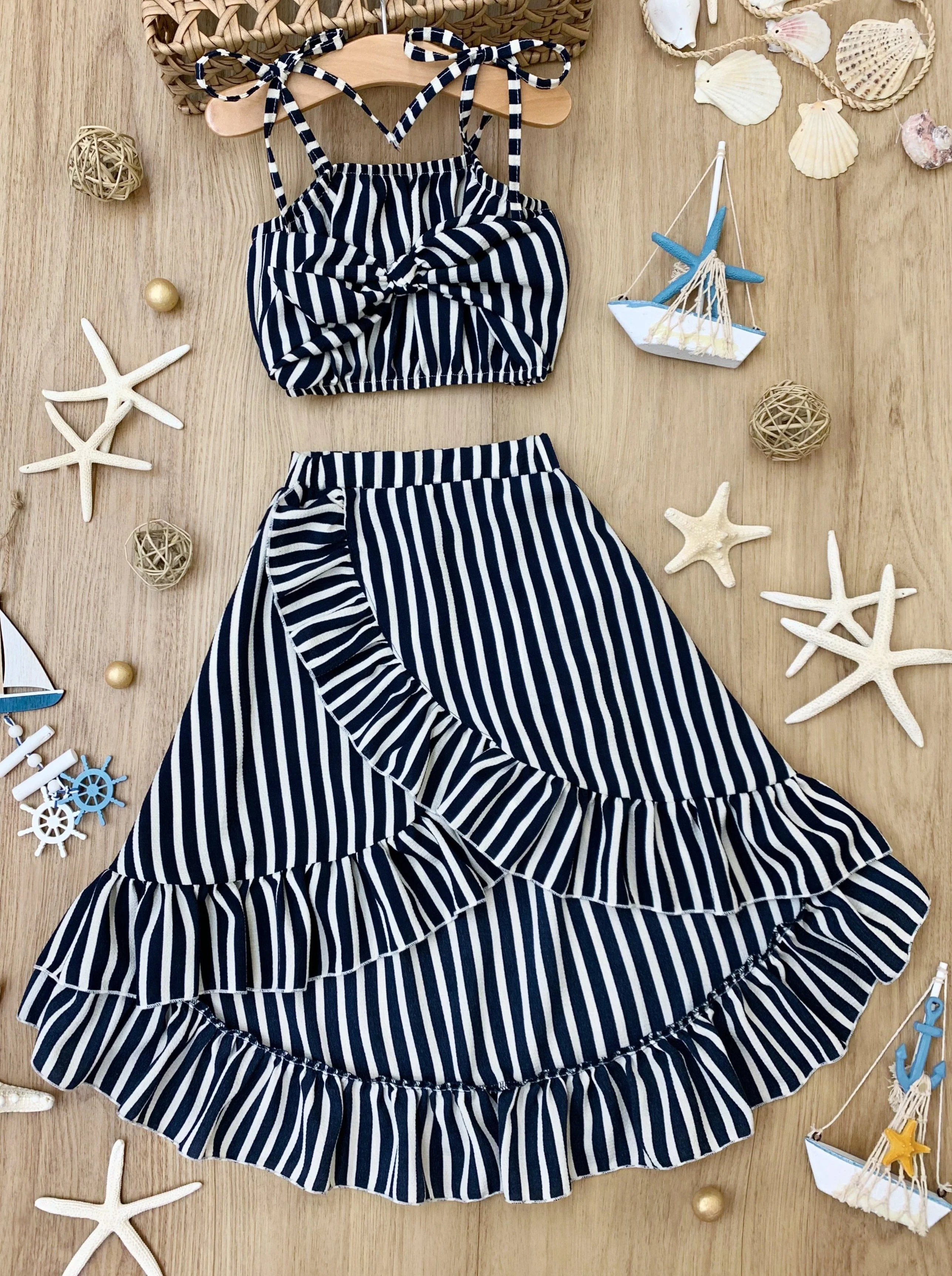 Boho Stripes Wrap Skirt Set - Image 4