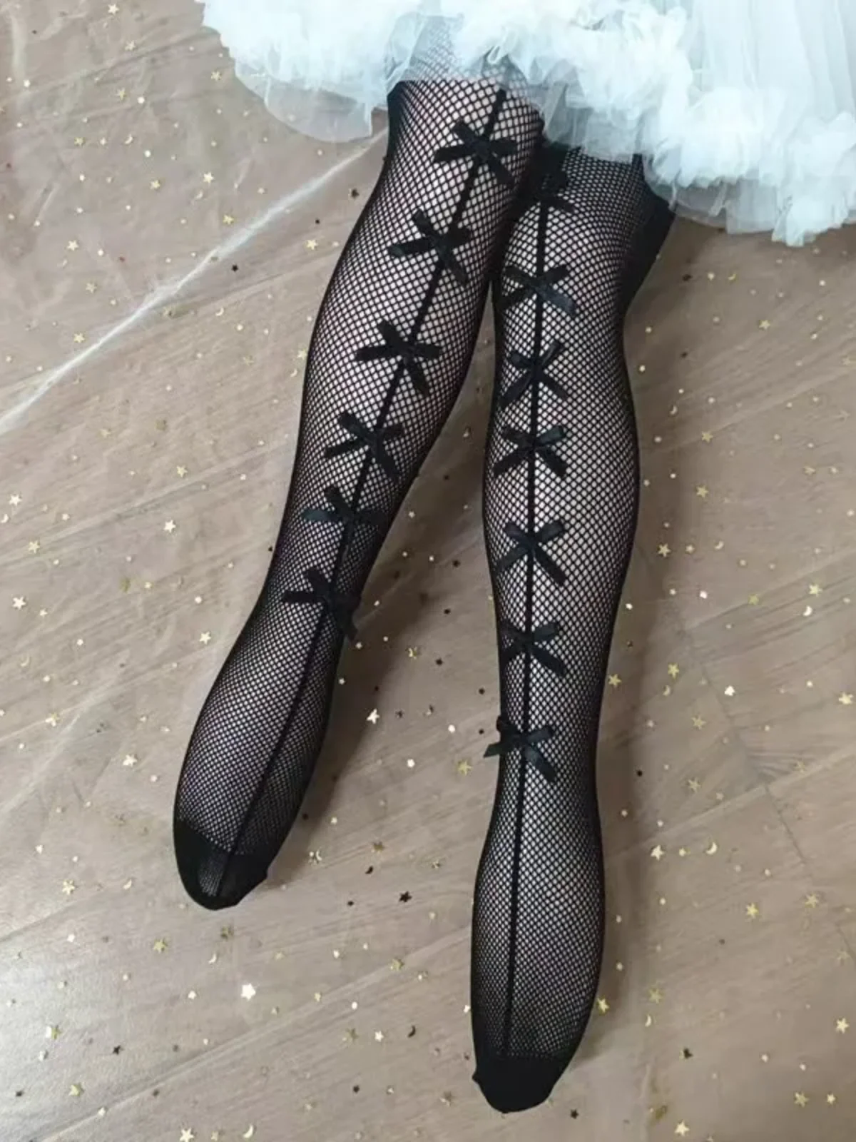 Girls Bow Fishnet Tights - Image 3